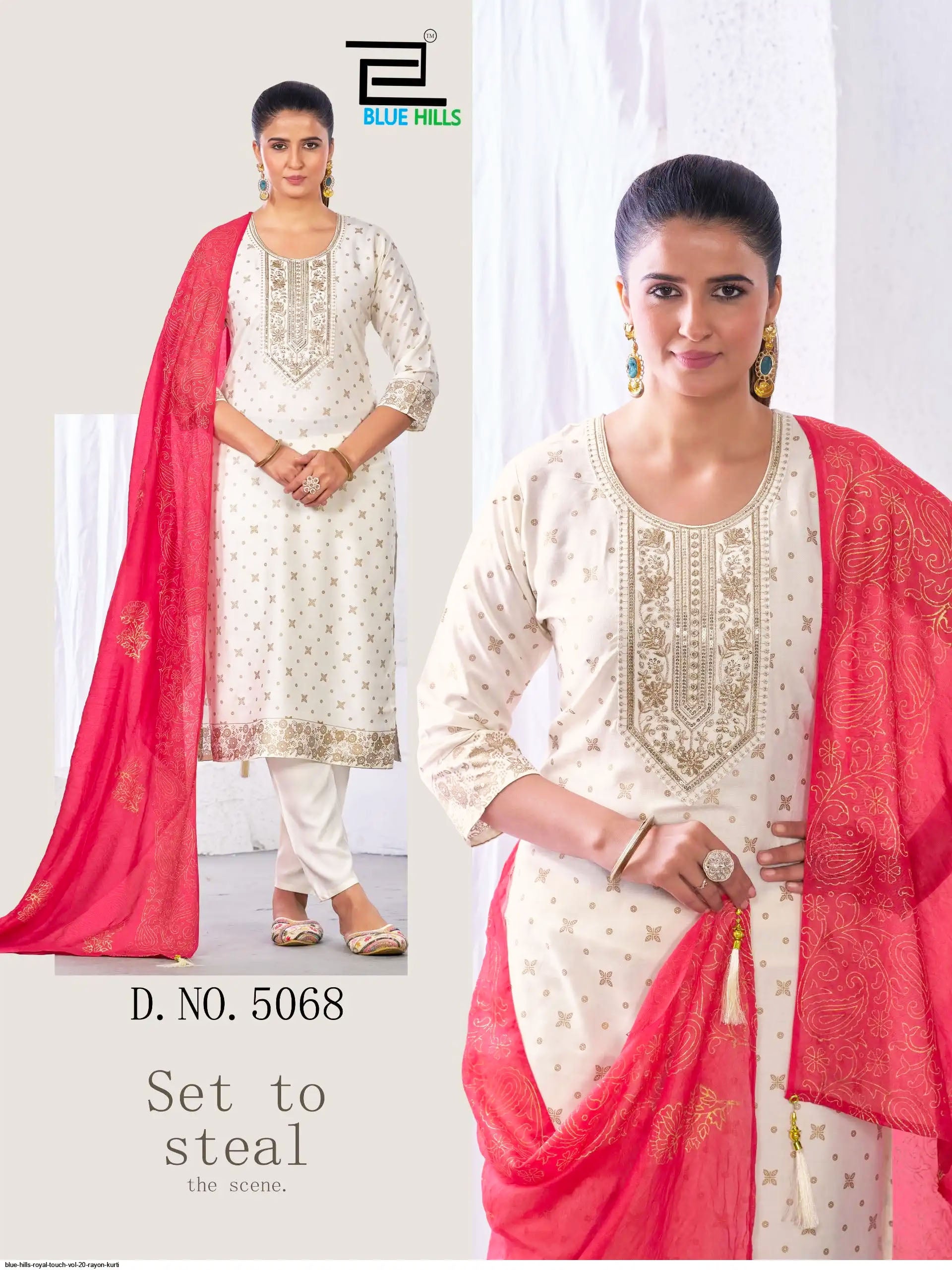 Blue Hills Presents Royal Touch VOL-20 Rayon Foil Printed Kurti Pant And Dupatta Collections