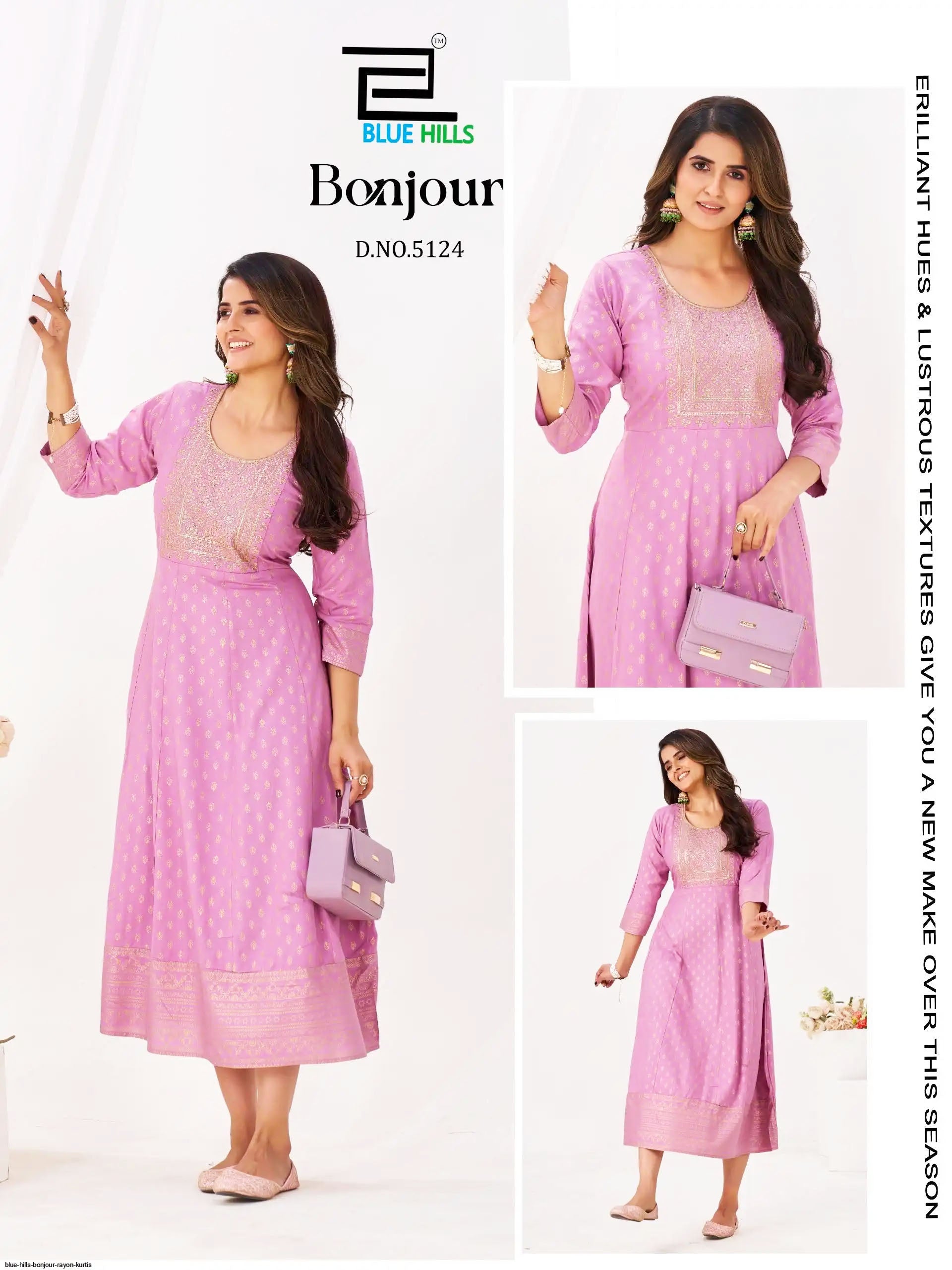 Blue Hills Presents Bonjour Rayon Fancy Anarkali Kurti With Foil Print Collections