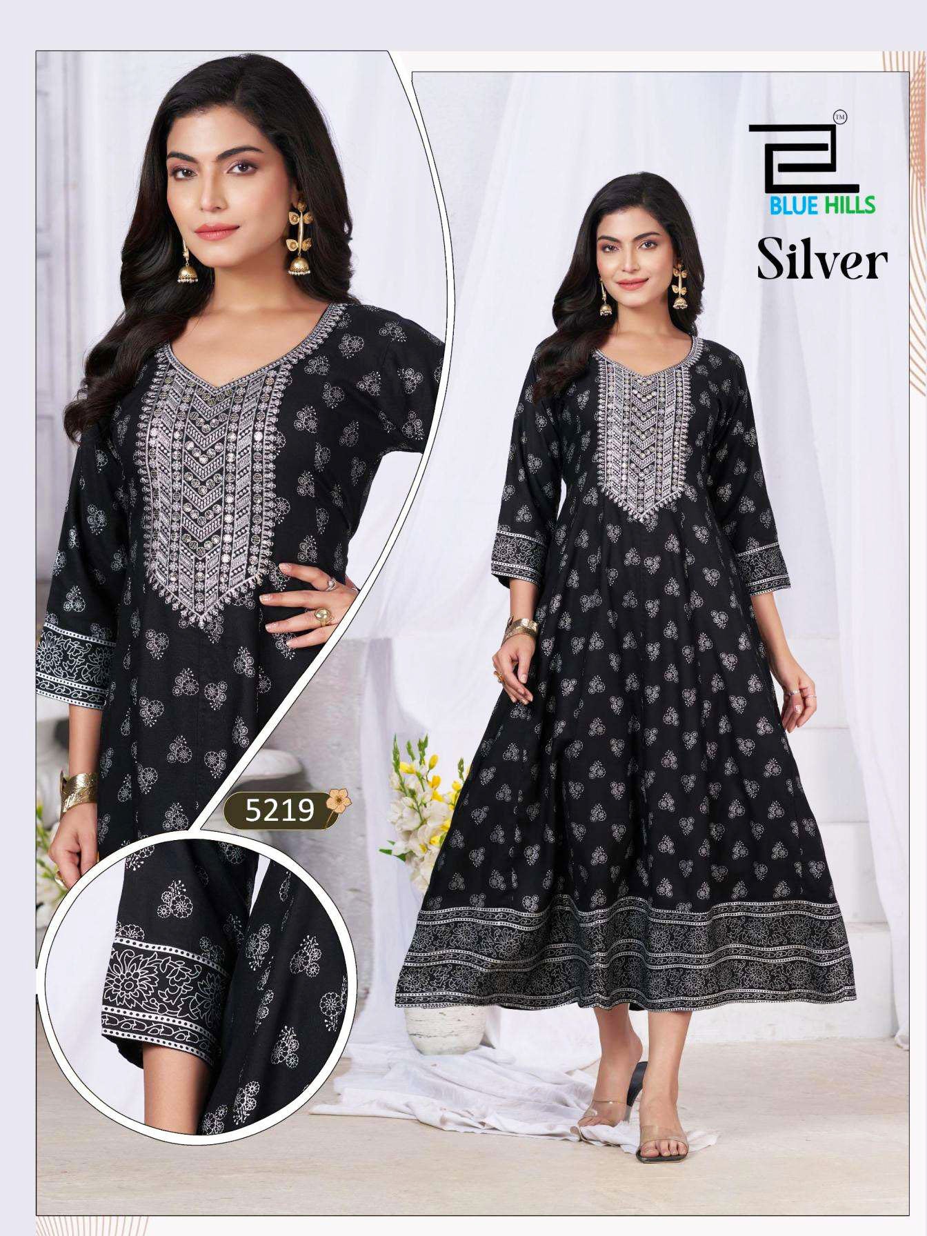 Blue Hills Presents Silver Series 5219 to 5224 Rayon Anarkali Fully Stitch Plus Size Pretty Gown Collections