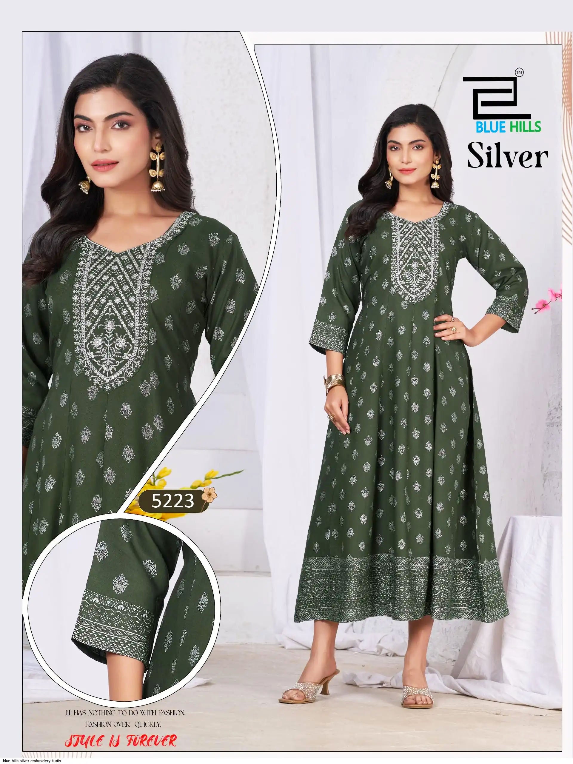 Blue Hills Presents Silver Series 5219 to 5224 Rayon Anarkali Fully Stitch Plus Size Pretty Gown Collections