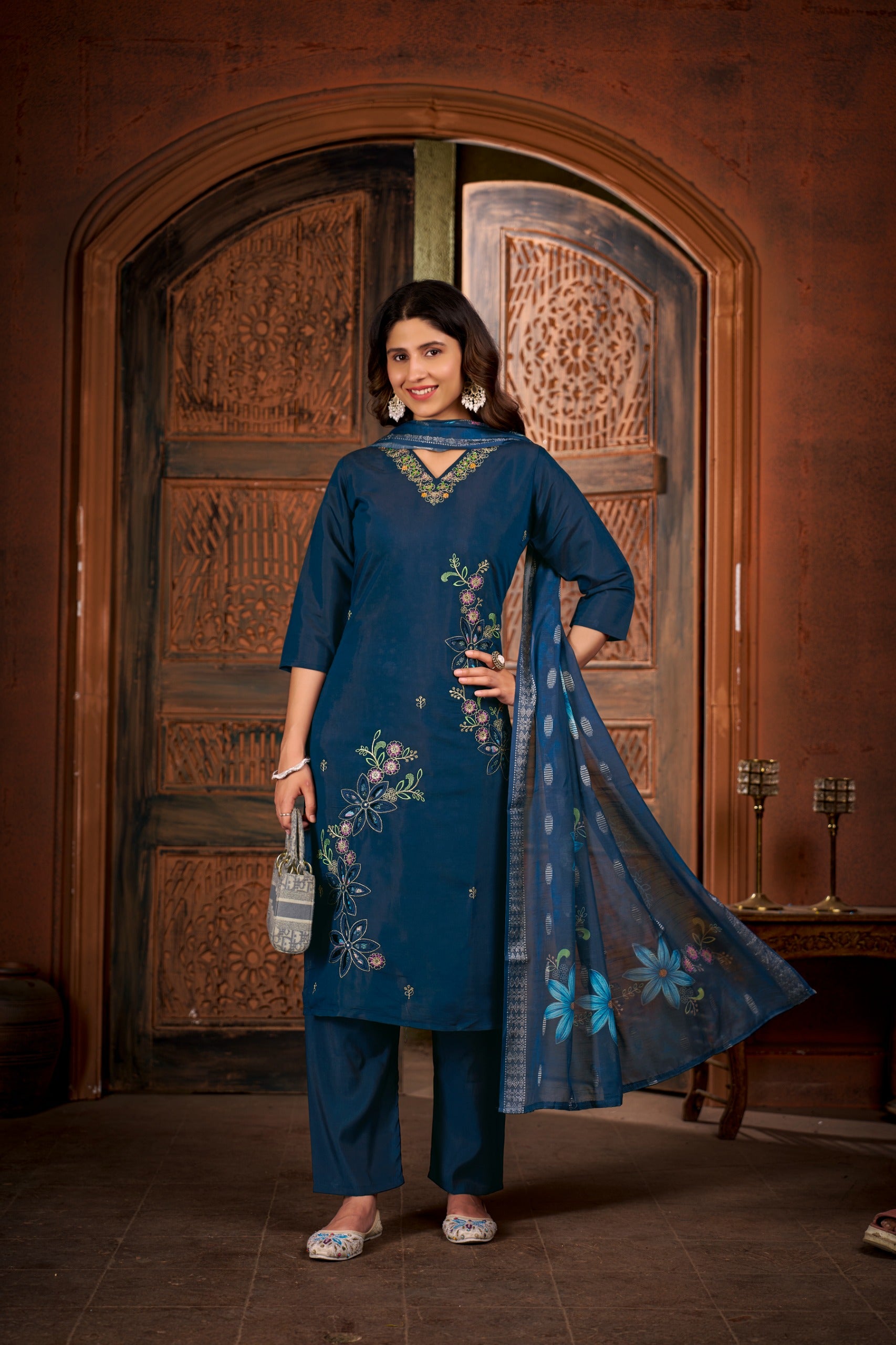 Roman Silk Kurtis With Top Bottom and Dupatta Collections