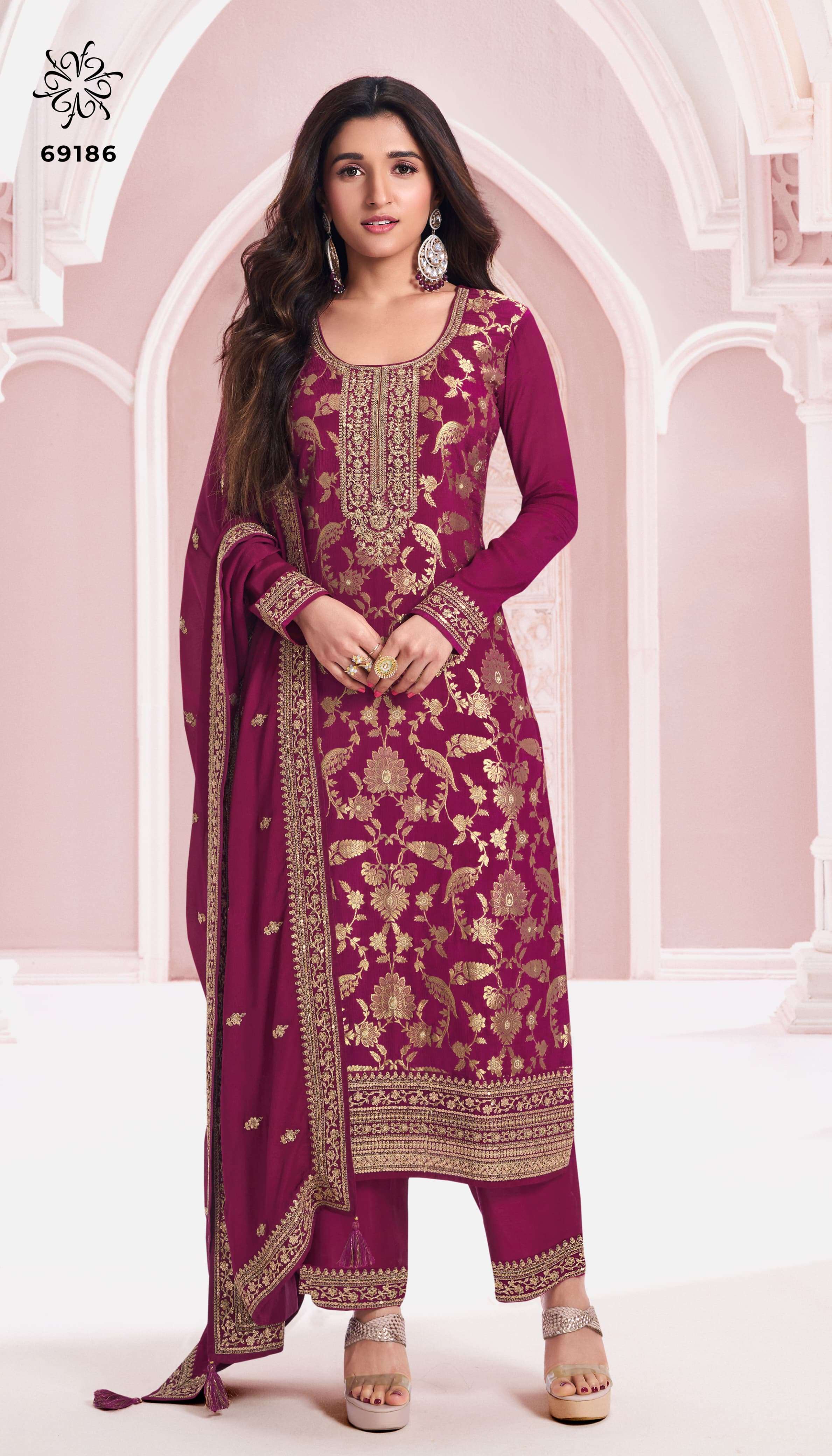 Vinay Fashion Presents Kuleesh Nidhi Beautiful Work Designer Dress Material Festive Collections
