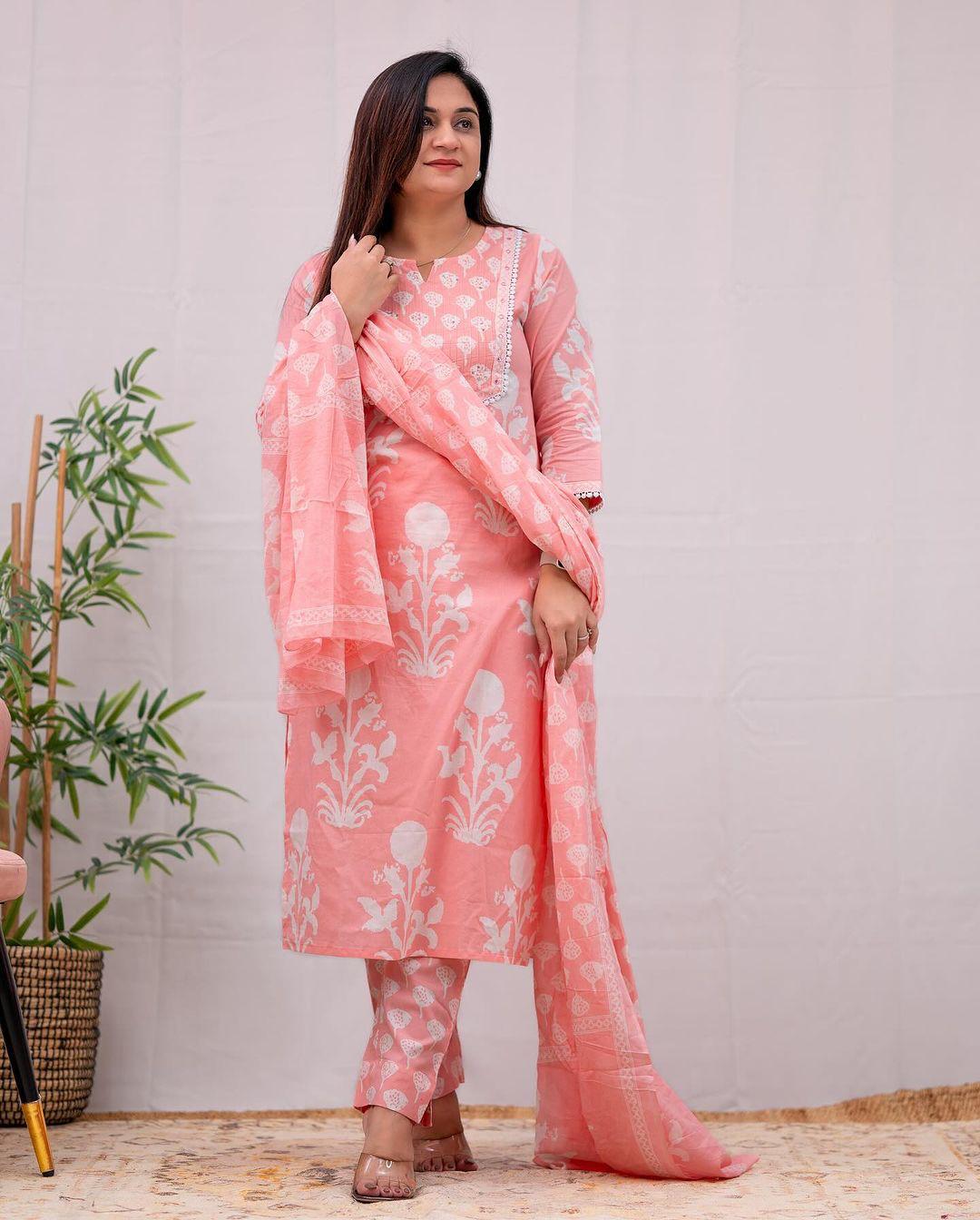 Cotton Fancy Dress Top with Pant and Dupatta Collection