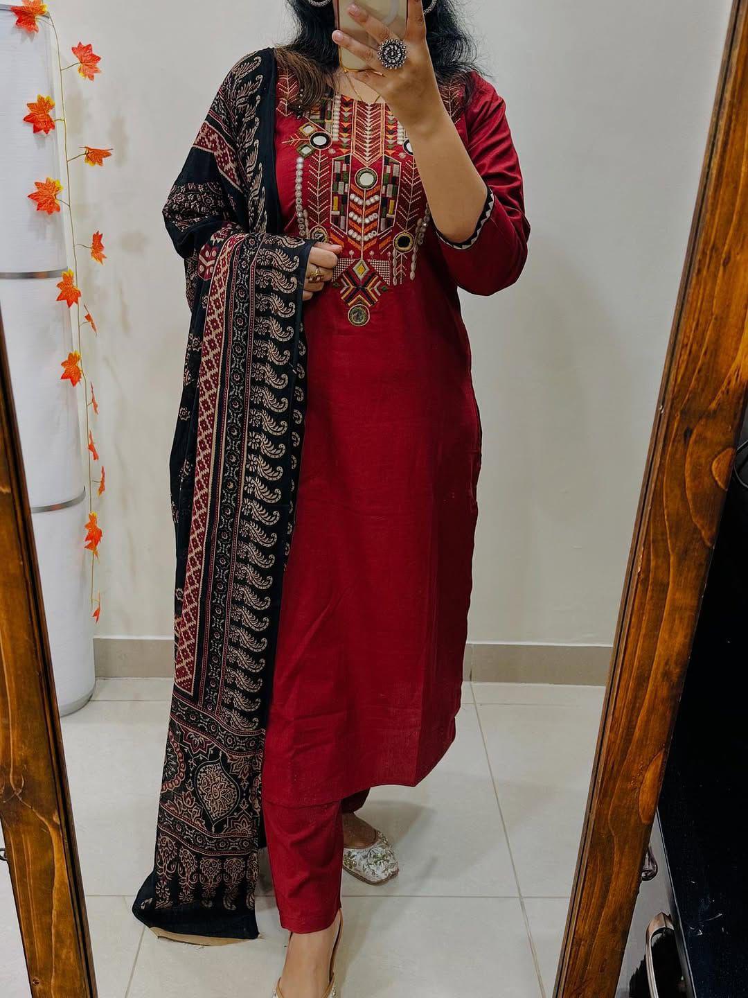 Cotton Fancy Dress Top with Pant and Dupatta Collection