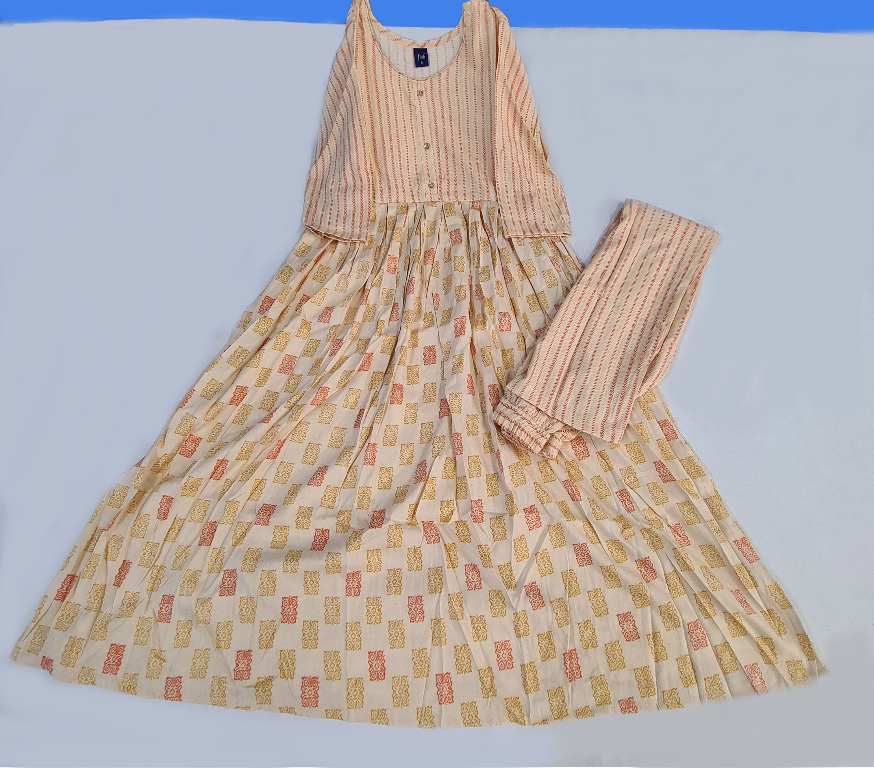 Innaya Anarkali Kurti With Side Pocket & Pant(2pcs) set