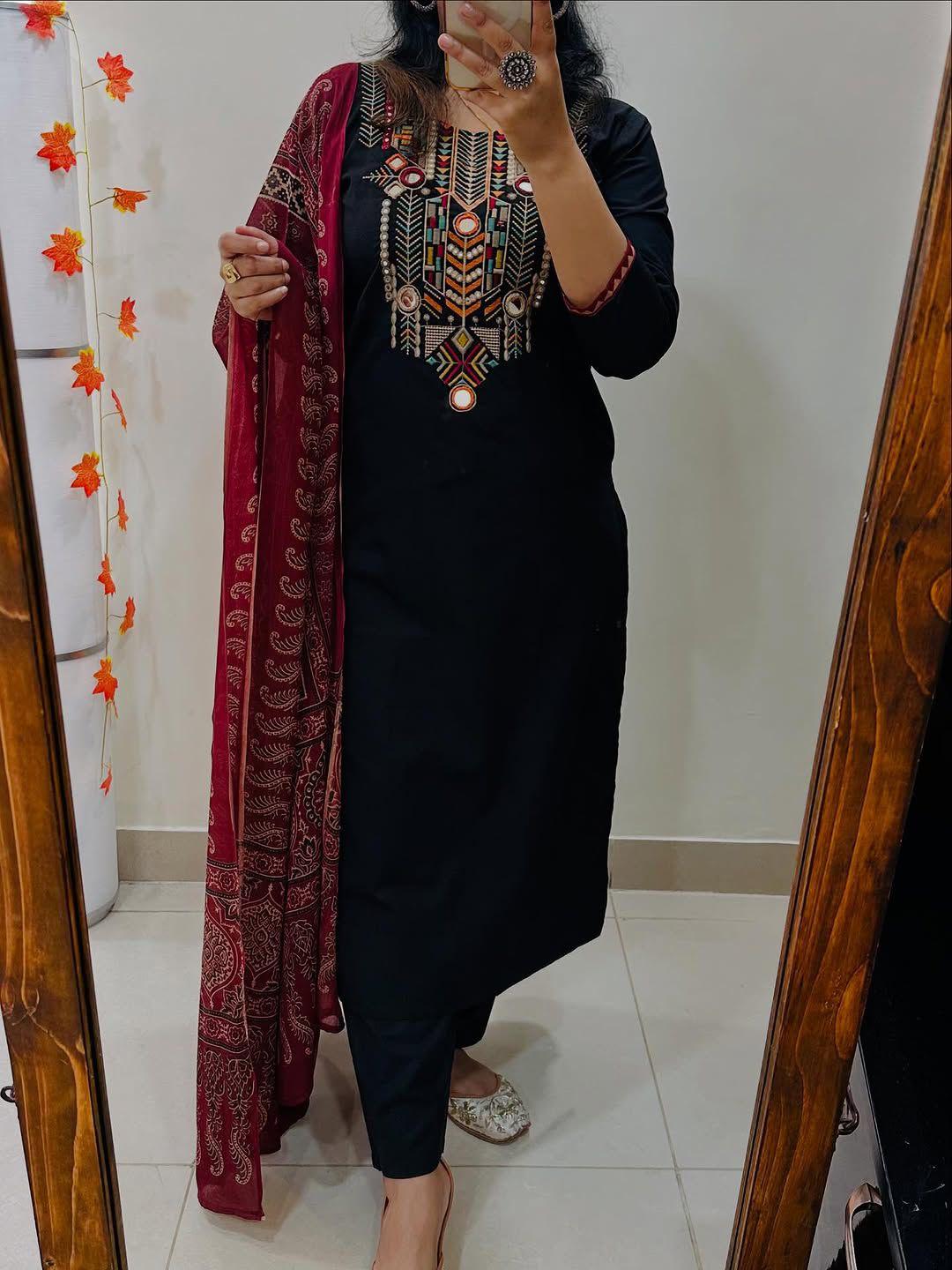 Cotton Fancy Dress Top with Pant and Dupatta Collection