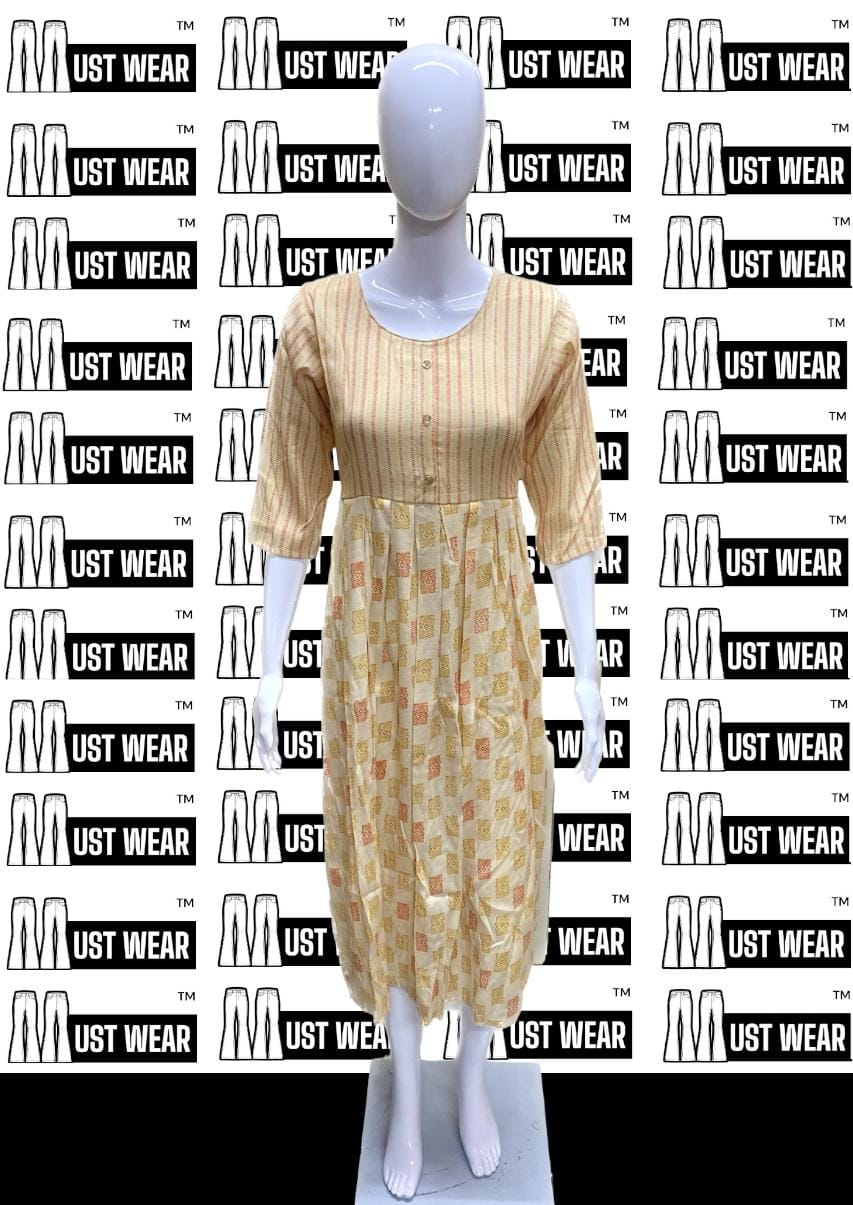 Innaya Anarkali Kurti With Side Pocket & Pant(2pcs) set