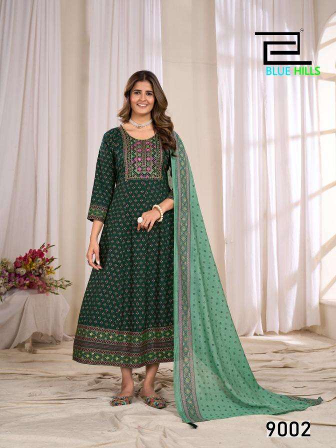 Blue Hills Presents Ritu Special VOL-9 Rayon Anarkali Style Readymade Big Size Gown With Dupatta Collections