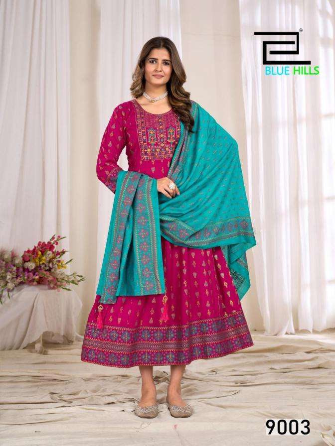 Blue Hills Presents Ritu Special VOL-9 Rayon Anarkali Style Readymade Big Size Gown With Dupatta Collections