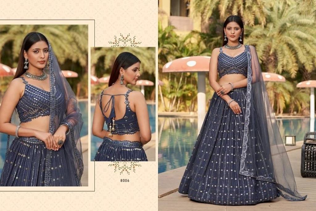 Gorgeous Designer Zeel Golden Palm Georgette Wedding Lehenga Choli Collections