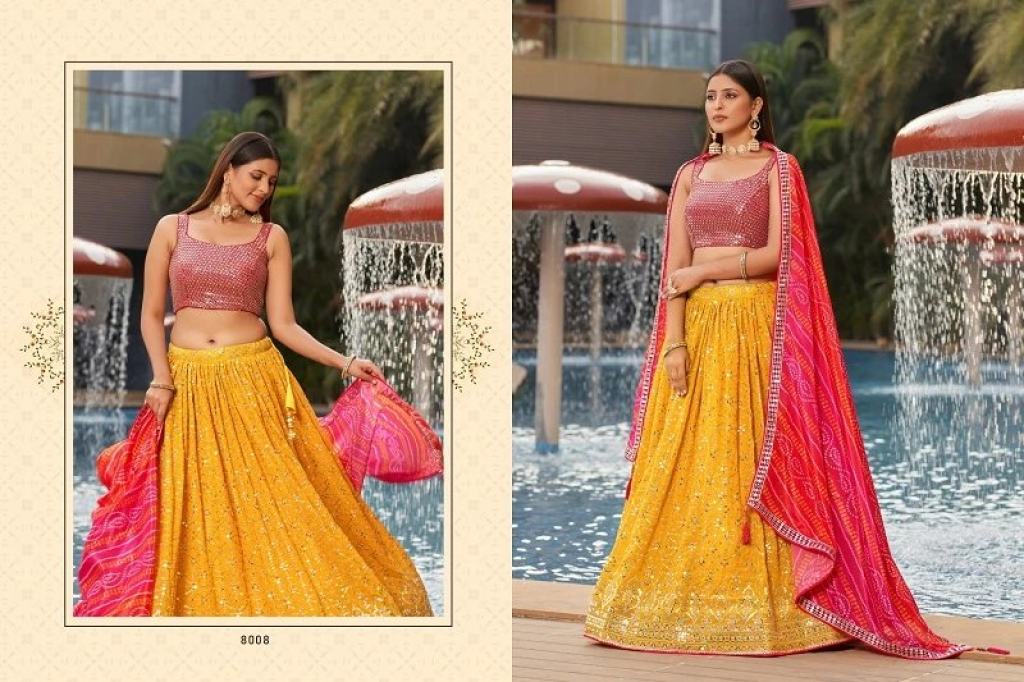 Gorgeous Designer Zeel Golden Palm Georgette Wedding Lehenga Choli Collections