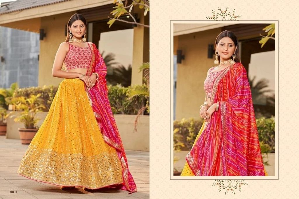 Gorgeous Designer Zeel Golden Palm Georgette Wedding Lehenga Choli Collections