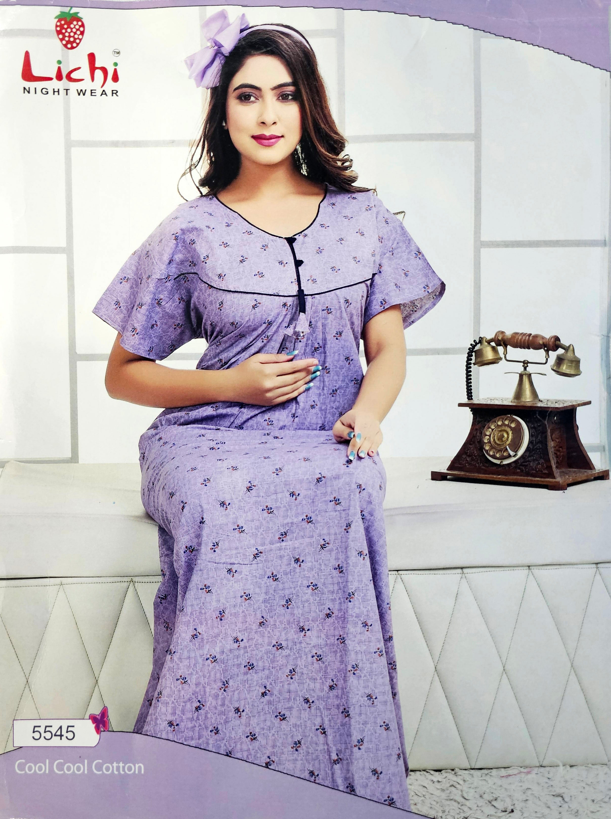 Lichi Cool Cool Printed Cotton Night Gown