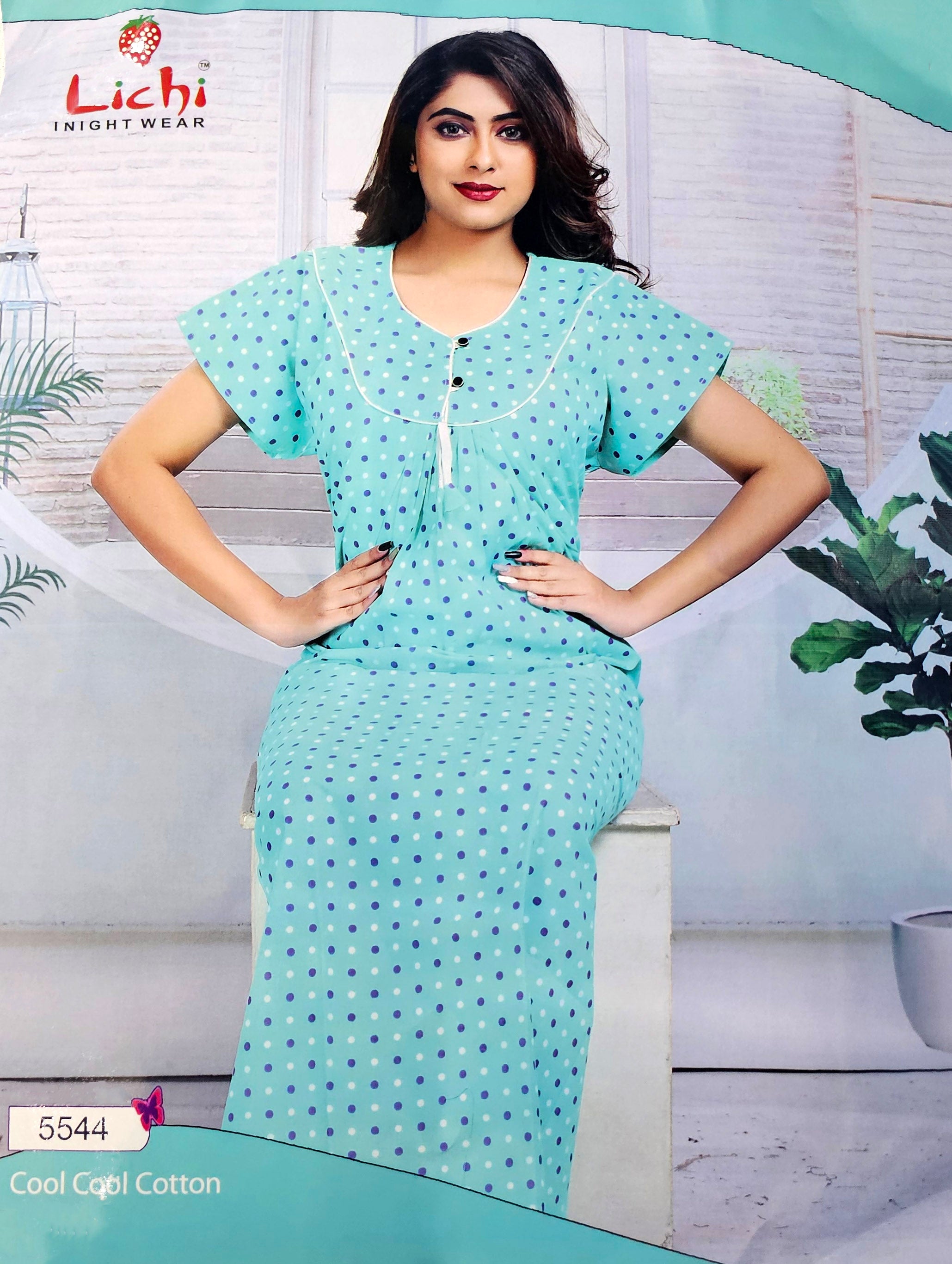 Lichi Cool Cool Printed Cotton Night Gown