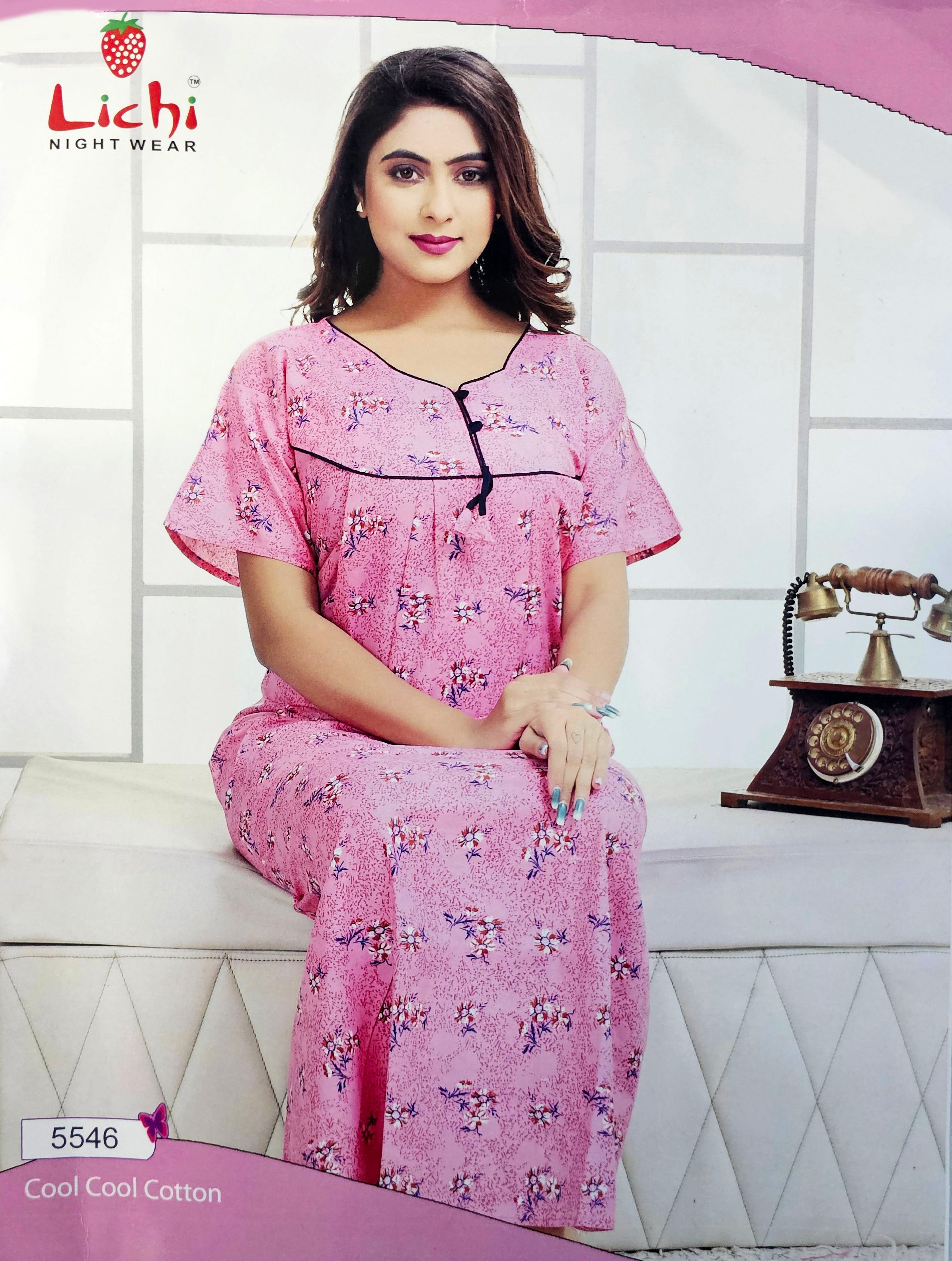 Lichi Cool Cool Printed Cotton Night Gown