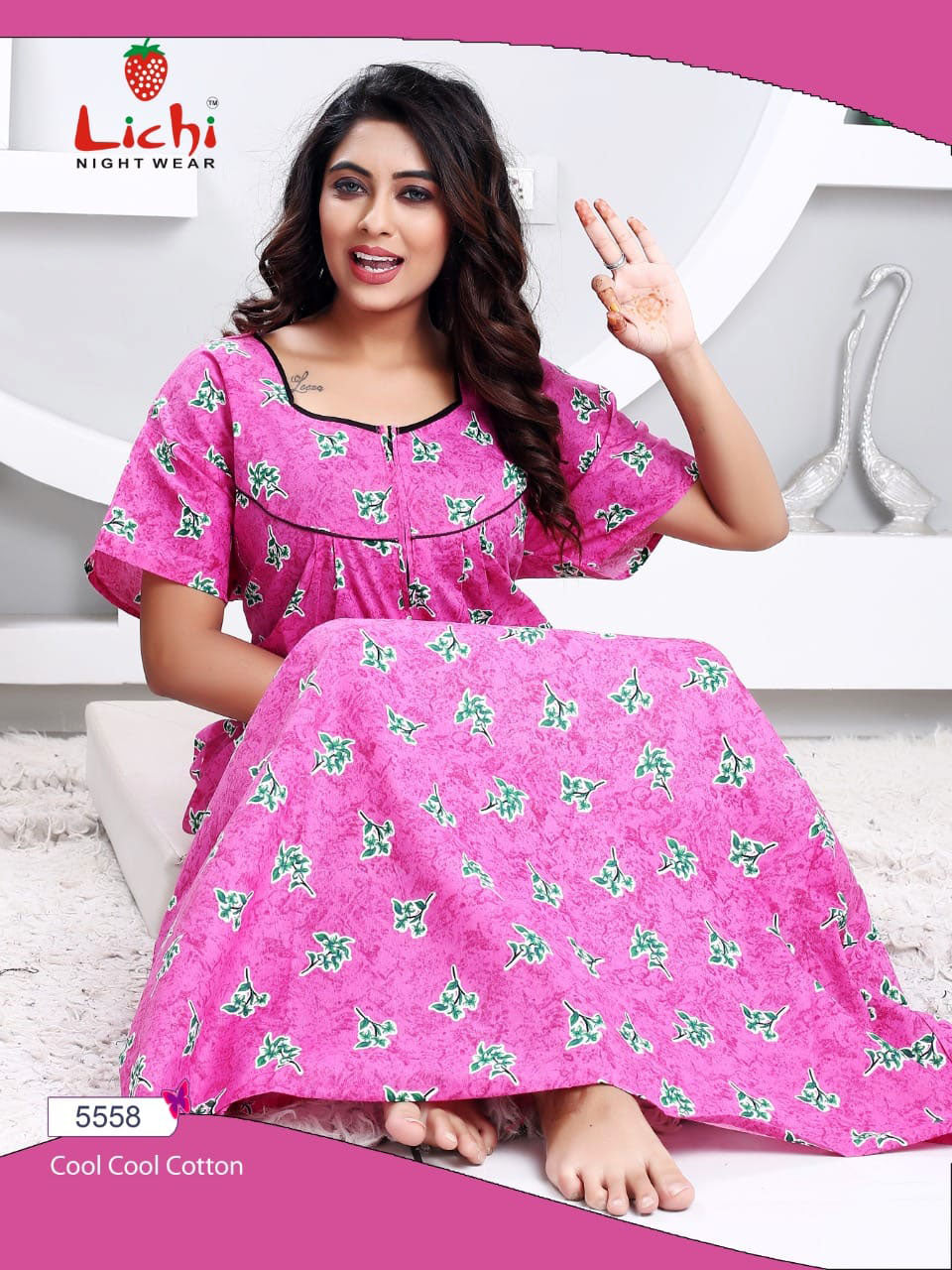 Lichi Cool Cool Printed Cotton Night Gown