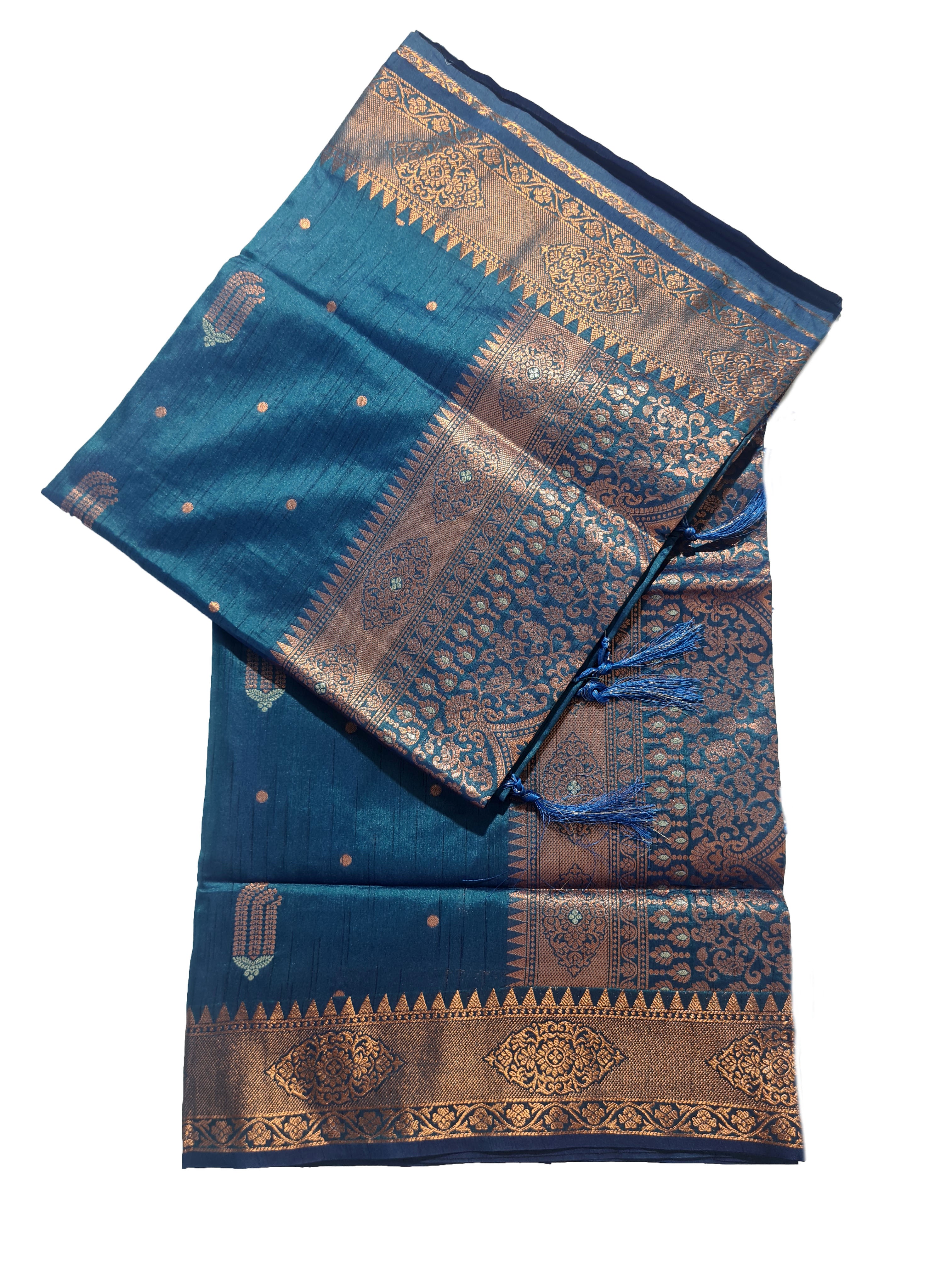 Rajbeer Presents Klaura Silk Amazing Tessar Silk Copper Zari Handloom Weaving Sarees