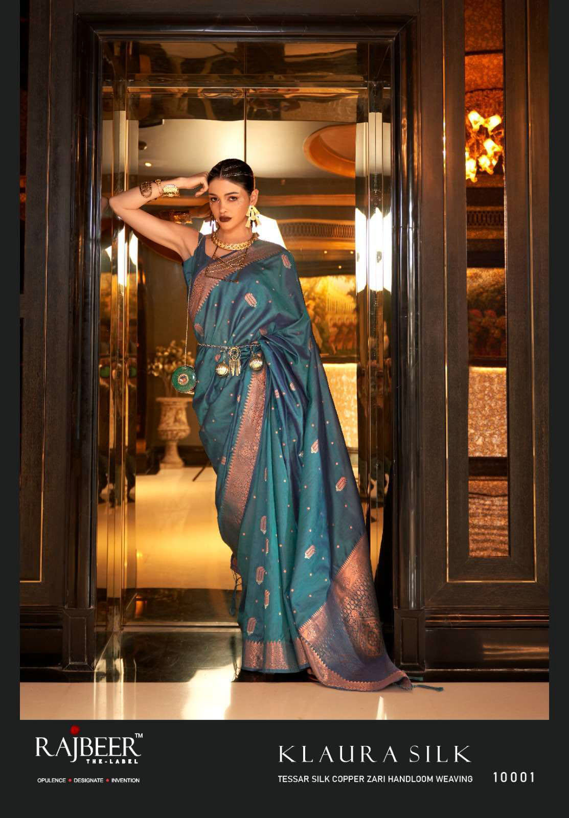 Rajbeer Presents Klaura Silk Amazing Tessar Silk Copper Zari Handloom Weaving Sarees