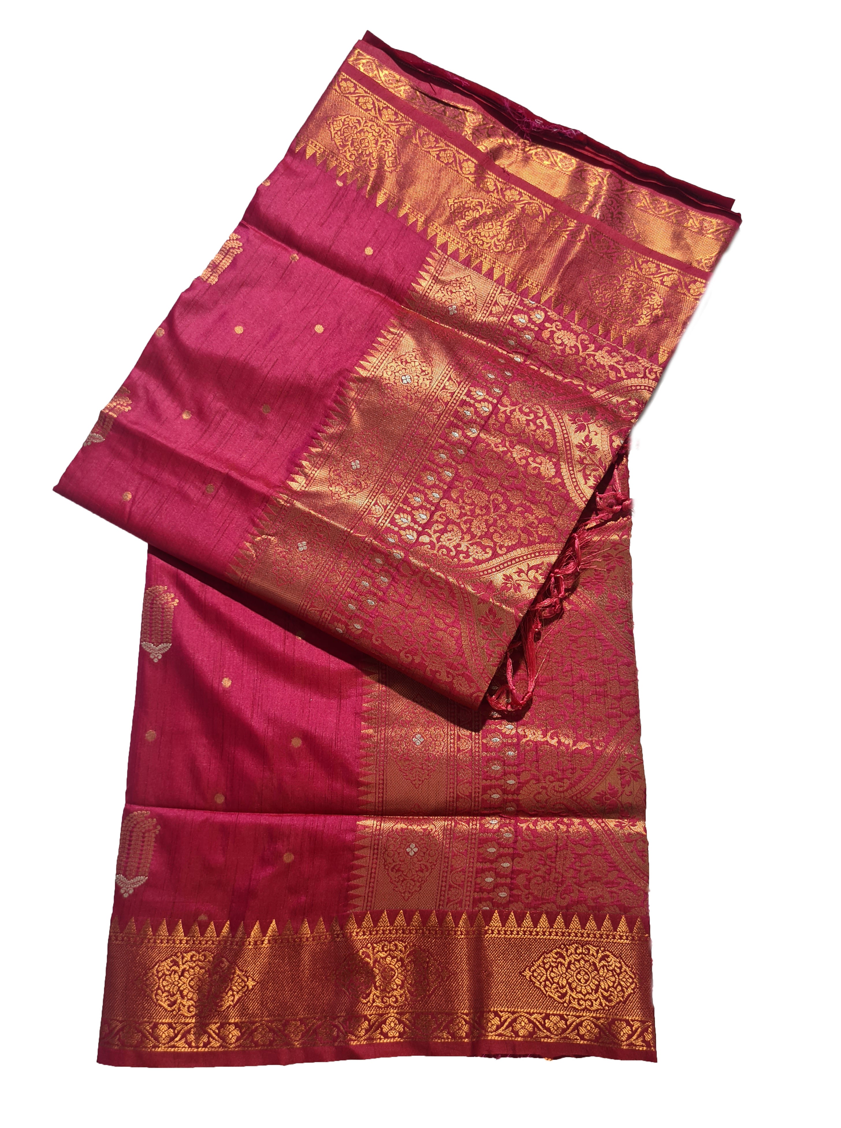 Rajbeer Presents Klaura Silk Amazing Tessar Silk Copper Zari Handloom Weaving Sarees
