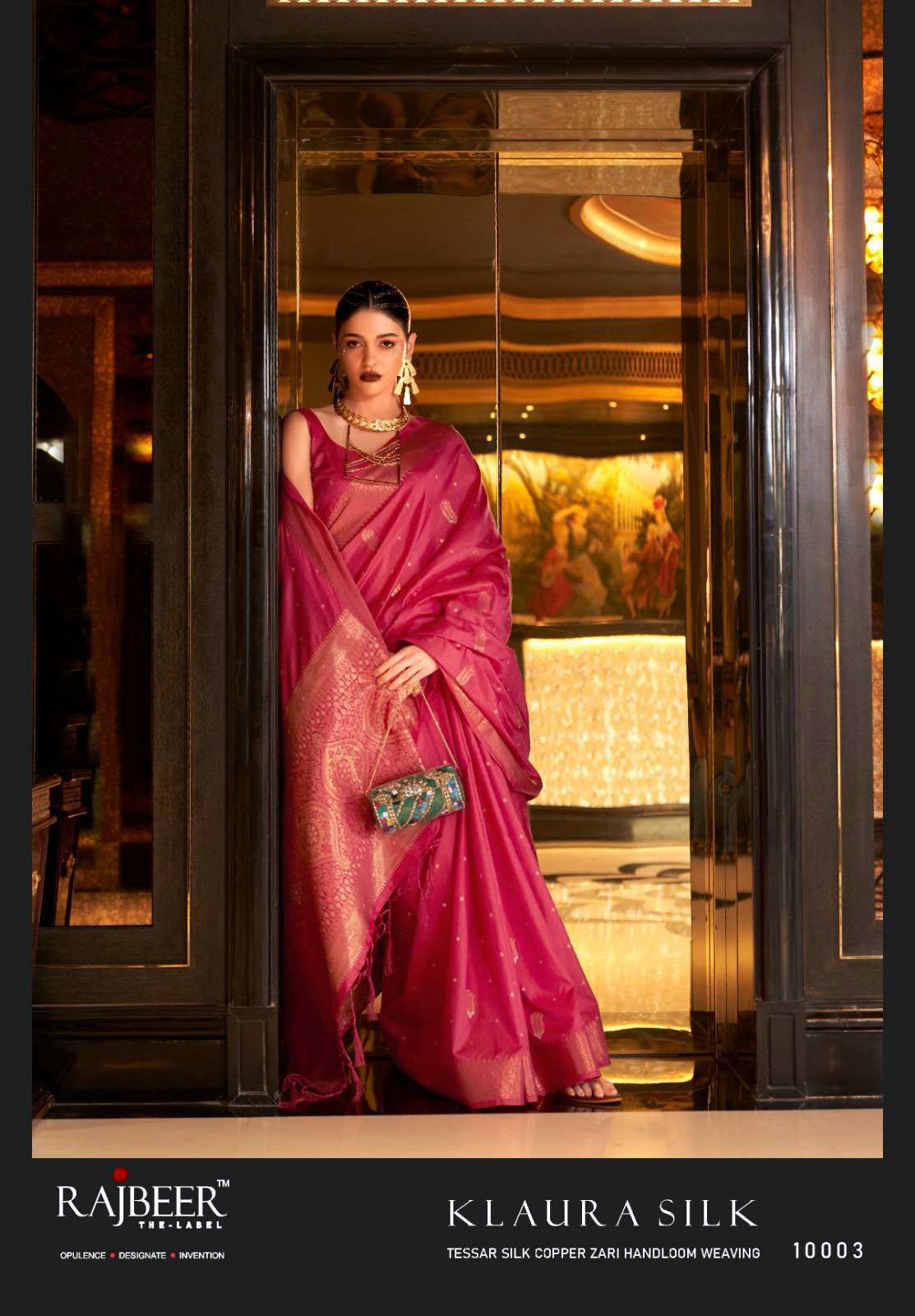 Rajbeer Presents Klaura Silk Amazing Tessar Silk Copper Zari Handloom Weaving Sarees