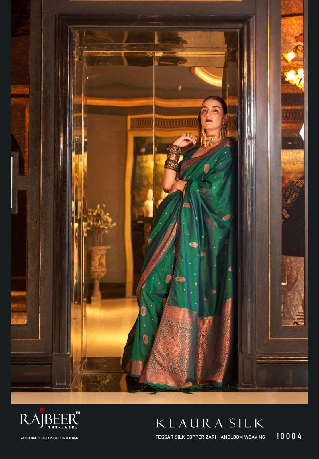 Rajbeer Presents Klaura Silk Amazing Tessar Silk Copper Zari Handloom Weaving Sarees