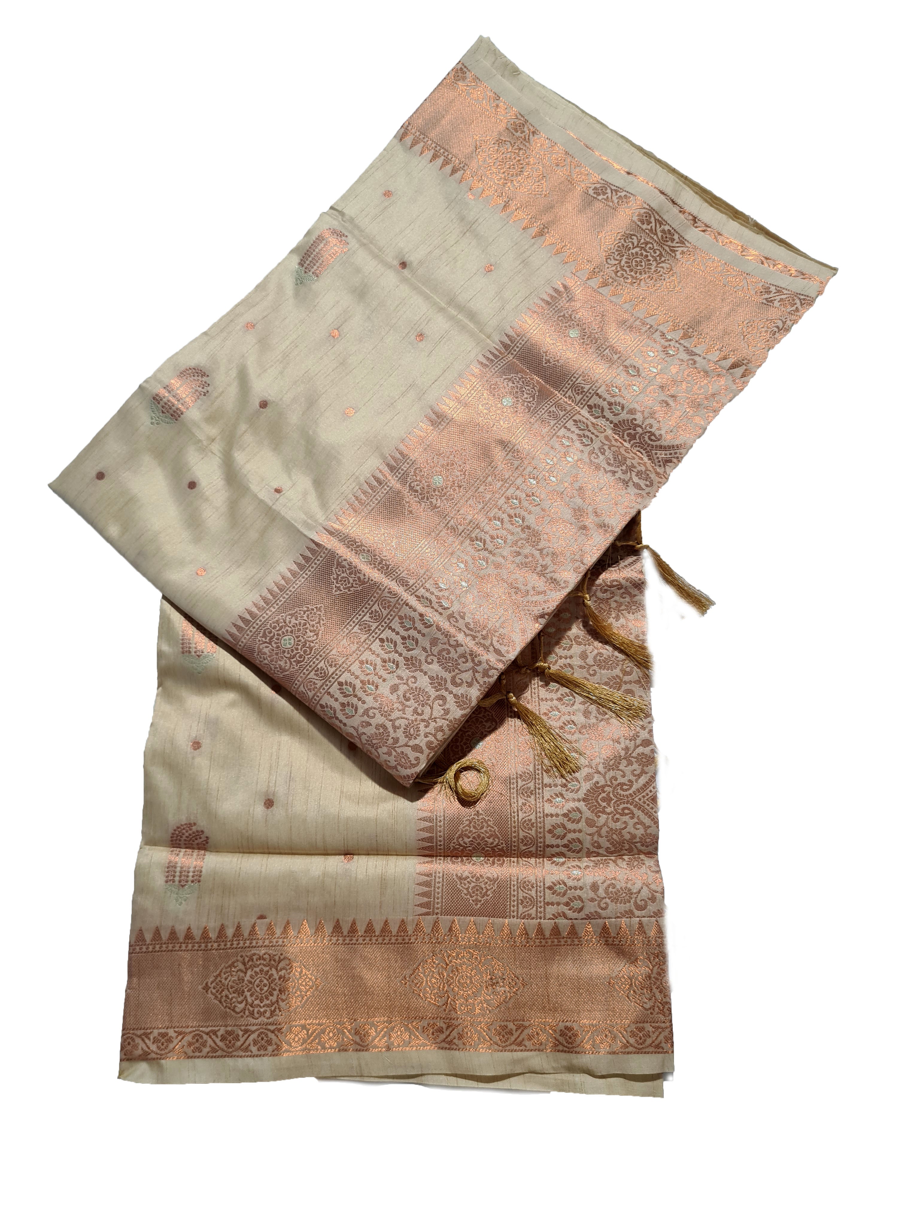 Rajbeer Presents Klaura Silk Amazing Tessar Silk Copper Zari Handloom Weaving Sarees