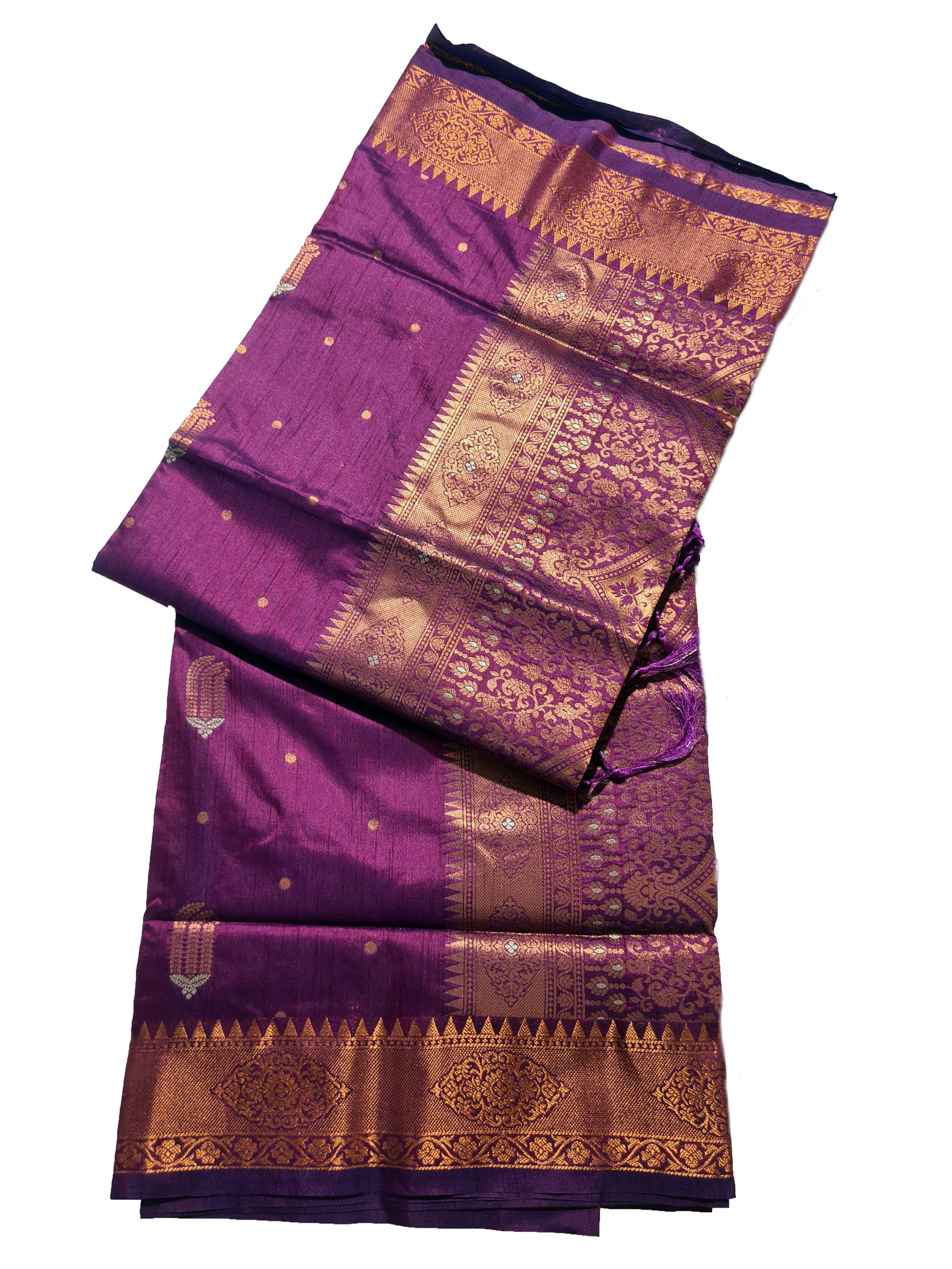Rajbeer Presents Klaura Silk Amazing Tessar Silk Copper Zari Handloom Weaving Sarees