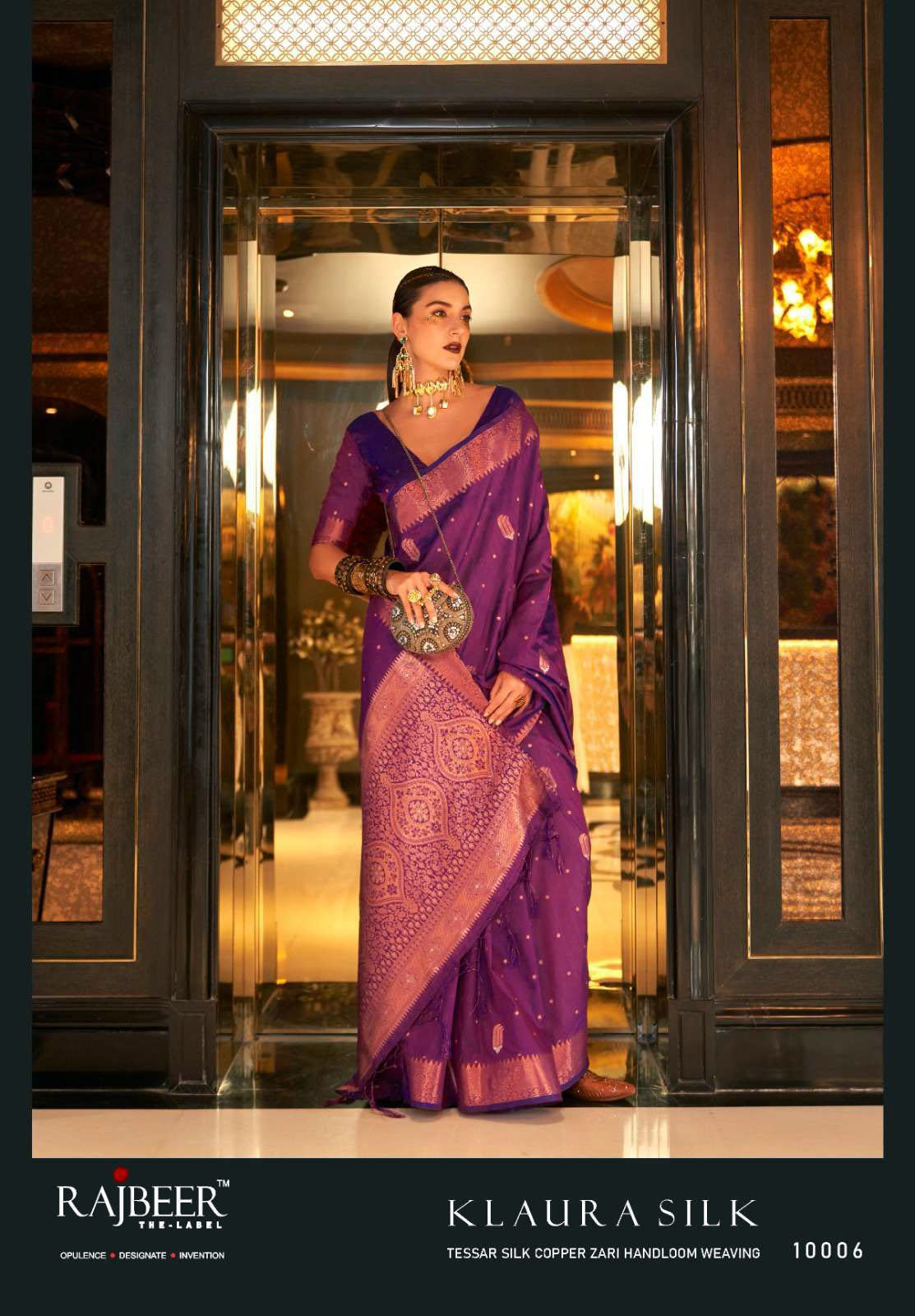 Rajbeer Presents Klaura Silk Amazing Tessar Silk Copper Zari Handloom Weaving Sarees