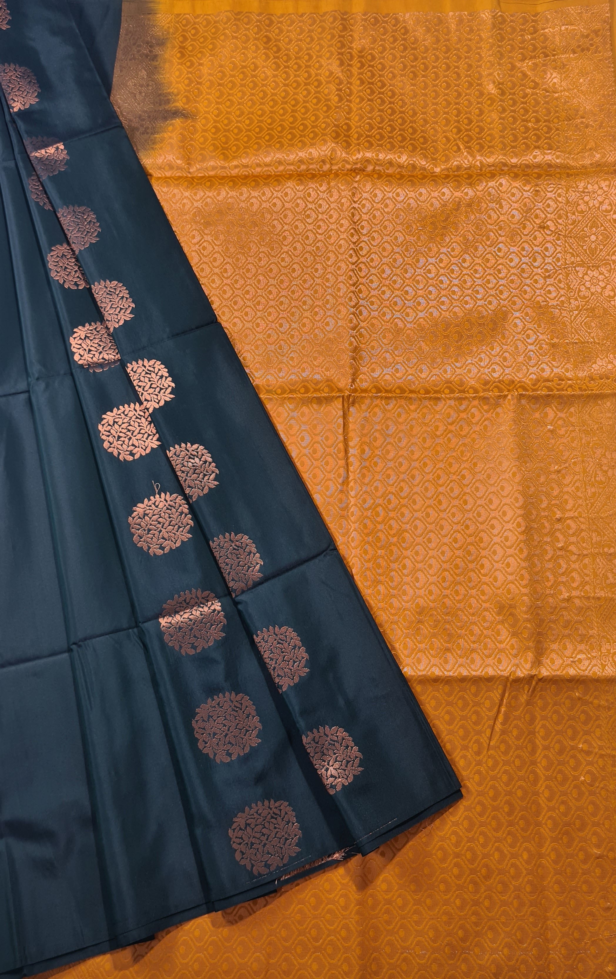 Kanchi Vegan Silk Saree With Contrast Blouse and Rich Jari Pallu