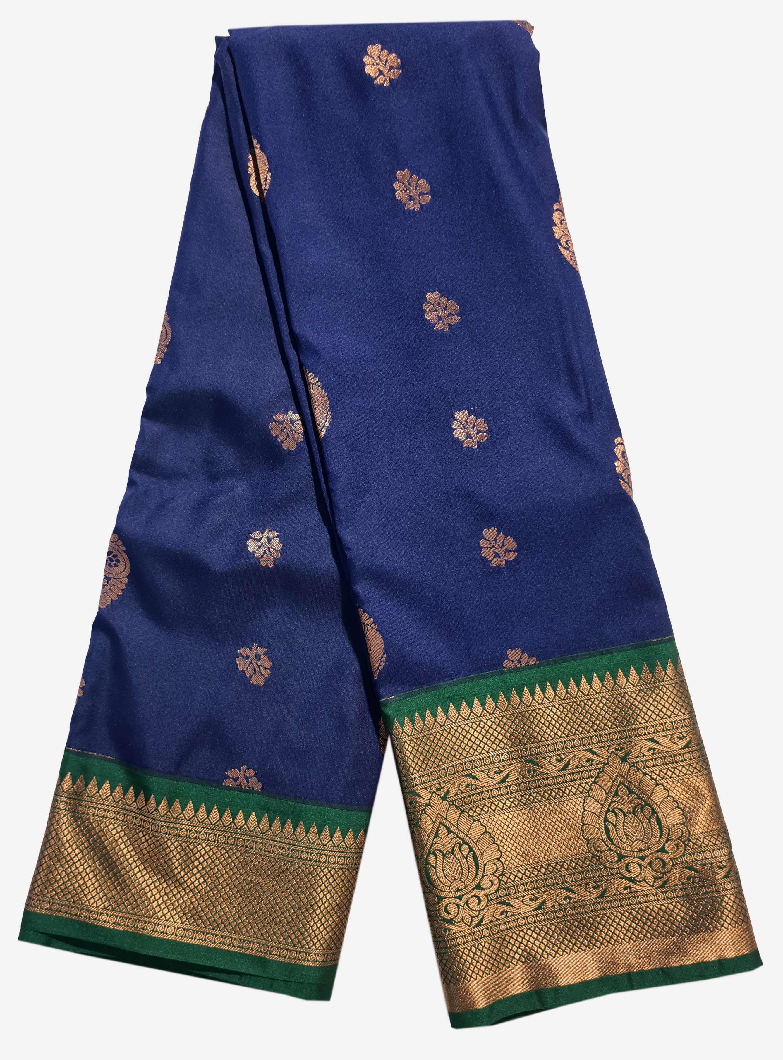 Kanchi Vegan Silk Saree With Contrast Blouse and Rich Jari Pallu