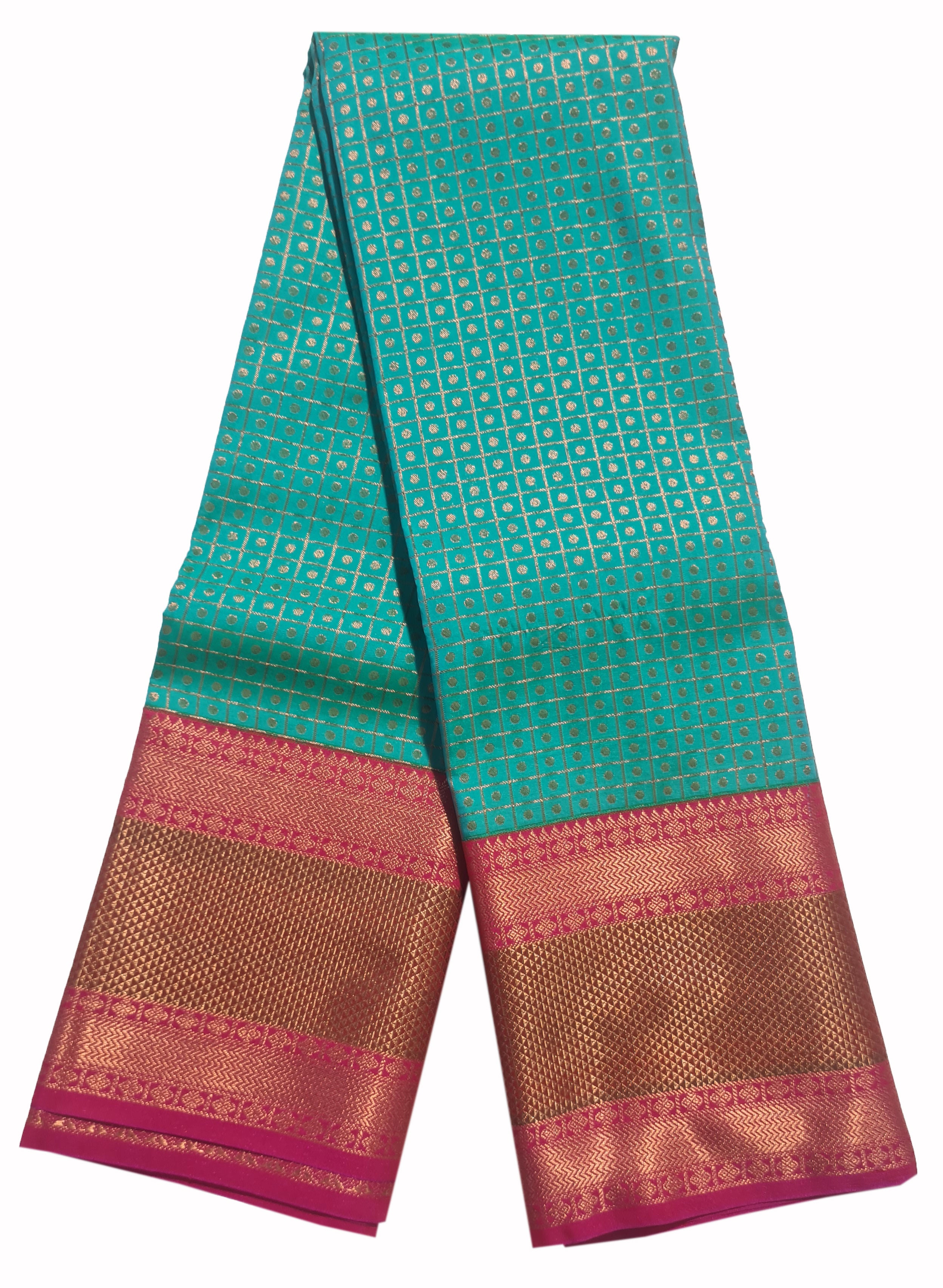 Kanchi Vegan Silk Saree With Contrast Blouse and Rich Jari Pallu