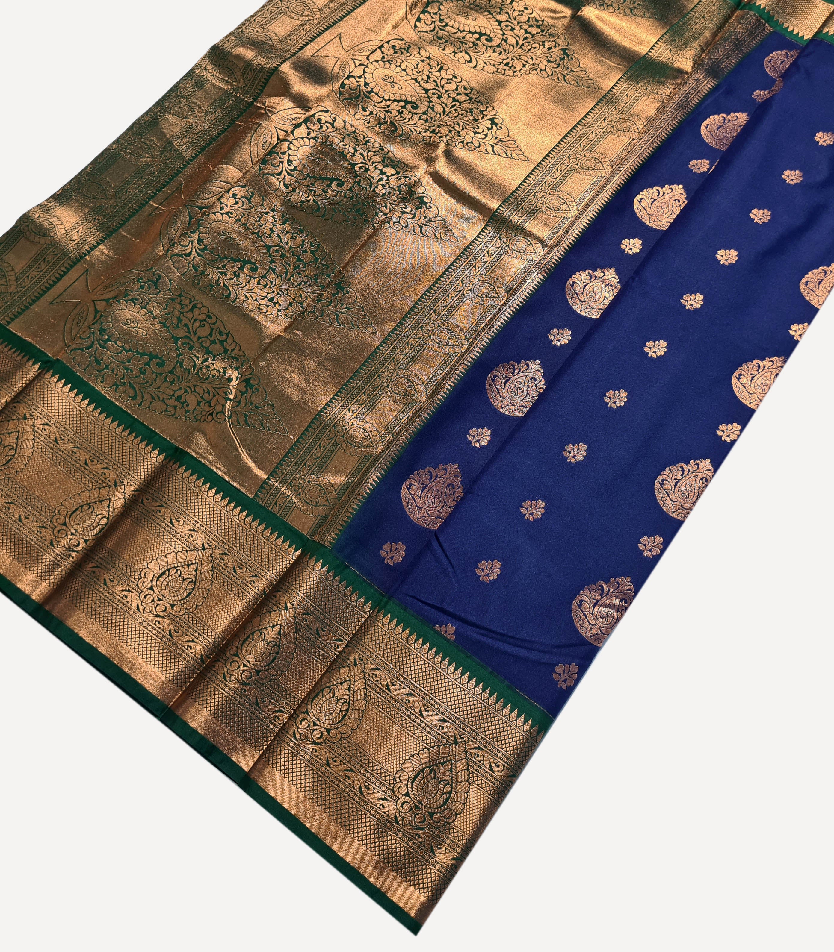 Kanchi Vegan Silk Saree With Contrast Blouse and Rich Jari Pallu