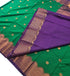 Kanchi Vegan Silk Saree With Contrast Blouse and Rich Jari Pallu