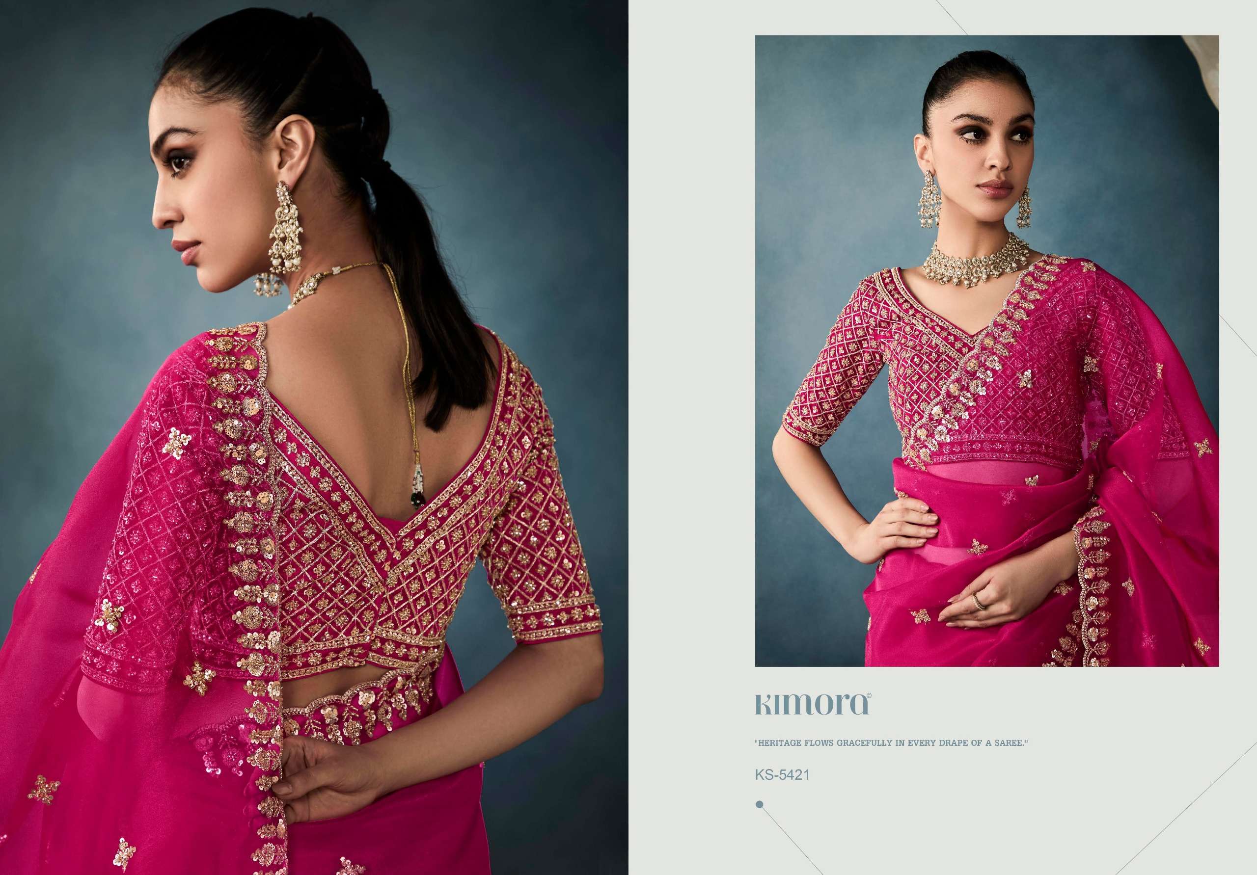 Kimora Presents Iconic New Party Wear Fancy Fabrics Sarees Collections