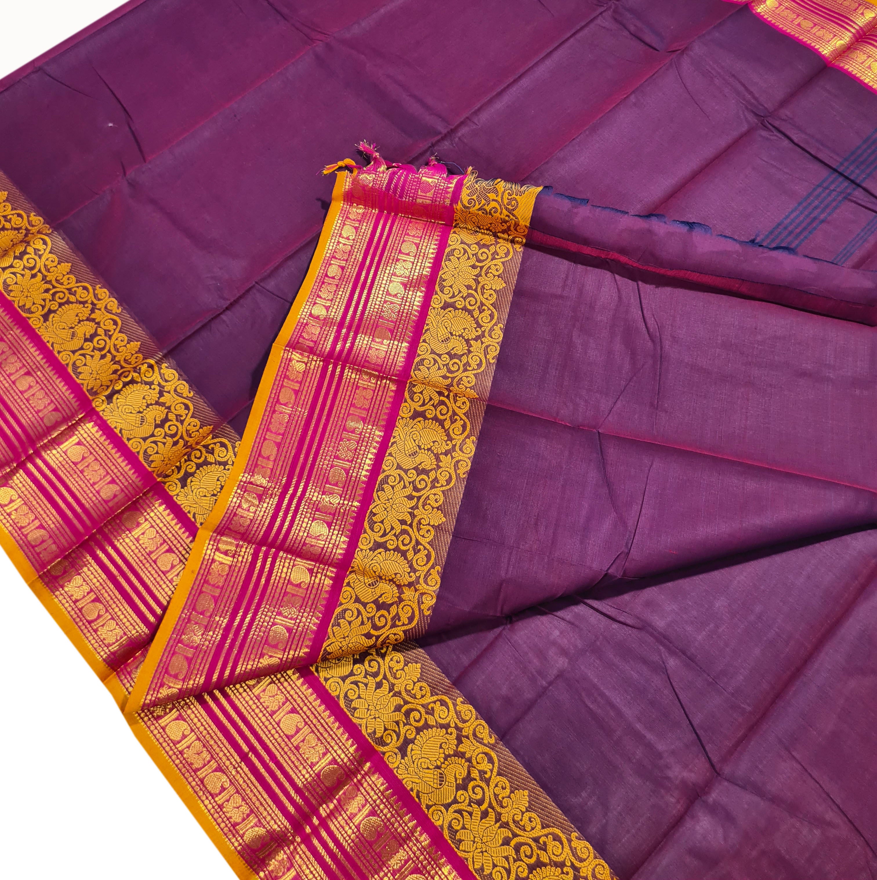 Kanchipuram pure Cotton Saree with running blouse