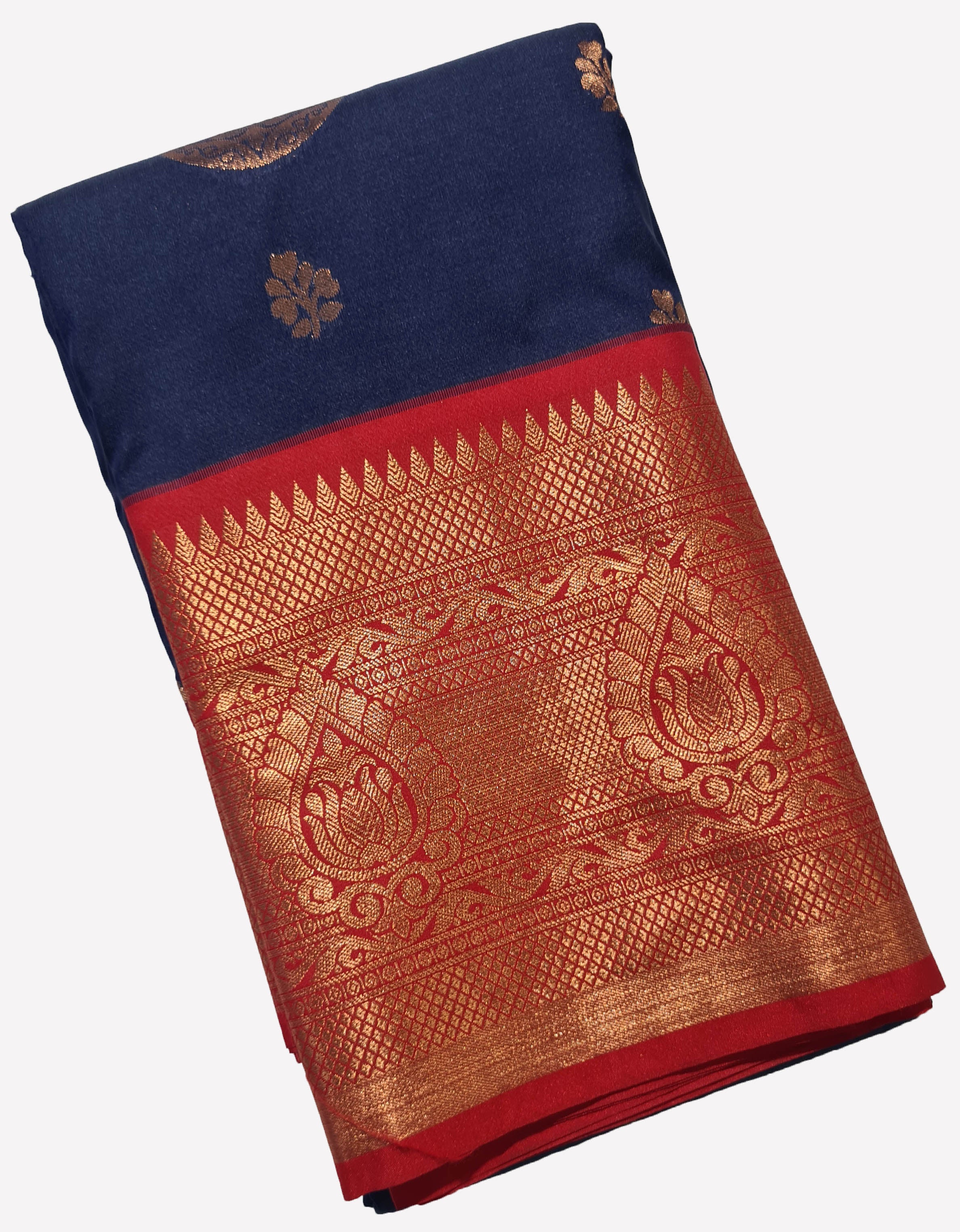 Kanchi Vegan Silk Saree With Contrast Blouse and Rich Jari Pallu