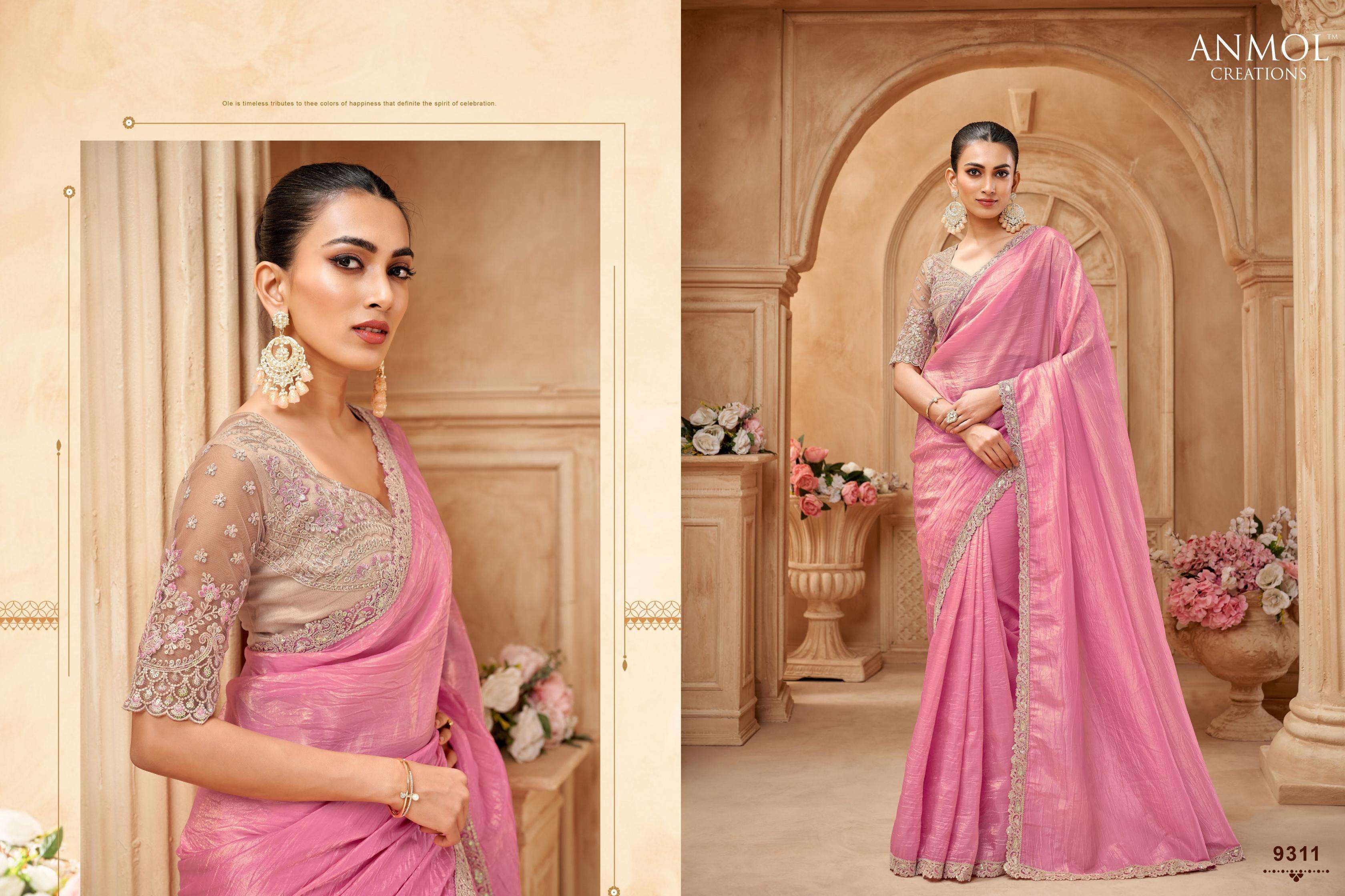 Anmol Presents Elegance Fancy Designer Party Wear Sarees With stitched blouse – ready size 36, margin up to 40