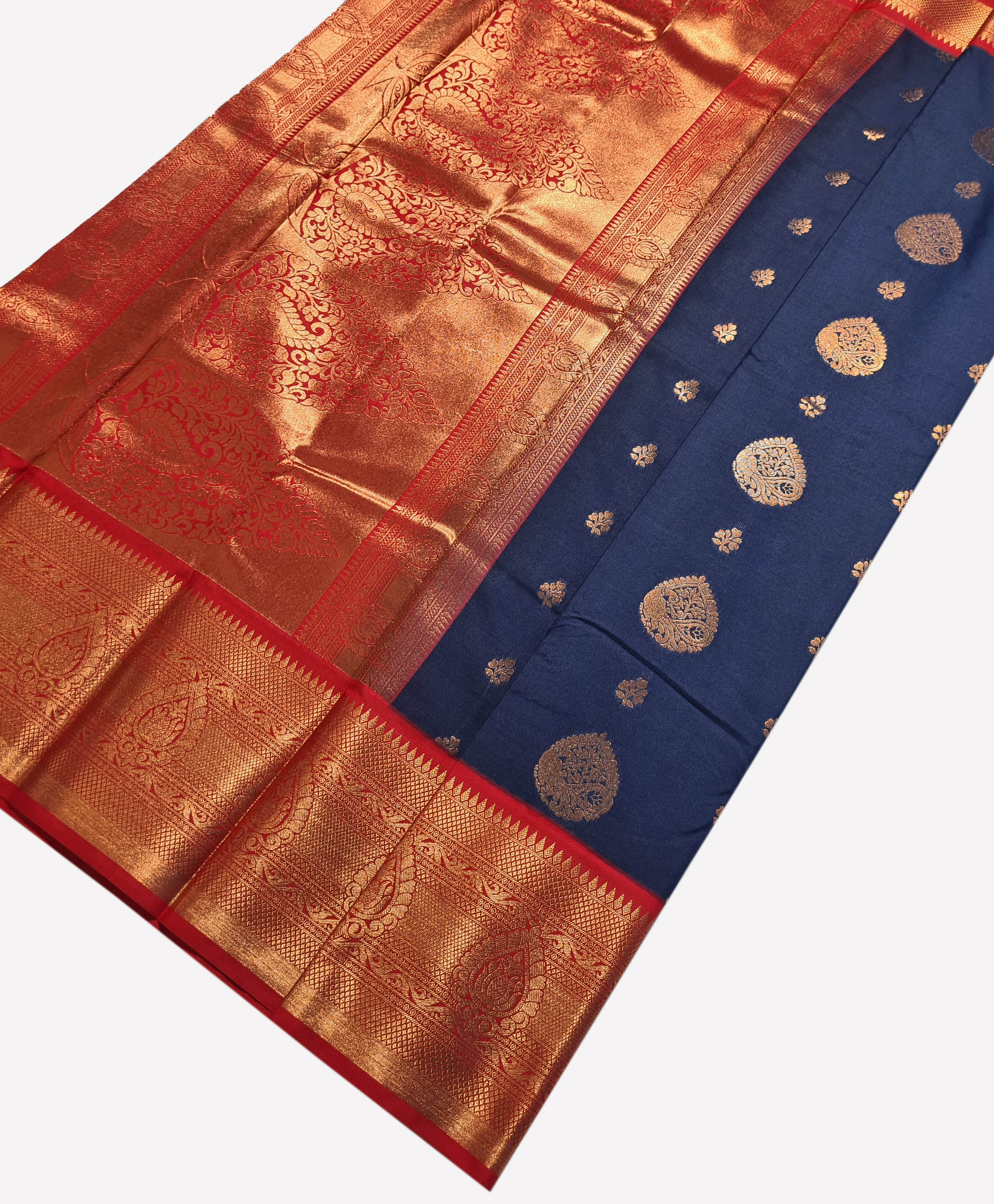 Kanchi Vegan Silk Saree With Contrast Blouse and Rich Jari Pallu