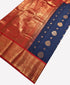 Kanchi Vegan Silk Saree With Contrast Blouse and Rich Jari Pallu