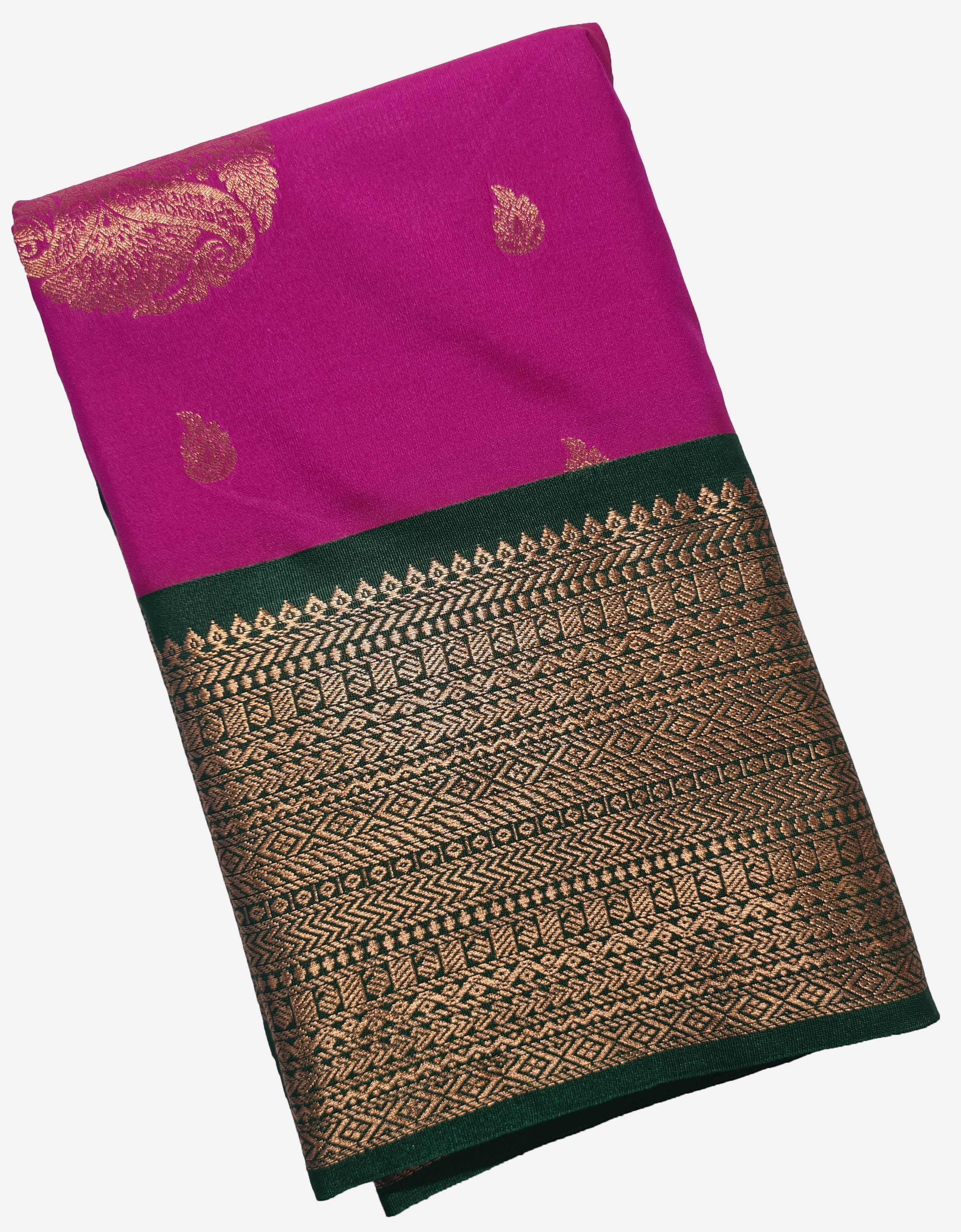 Kanchi Vegan Silk Saree With Contrast Blouse and Rich Jari Pallu