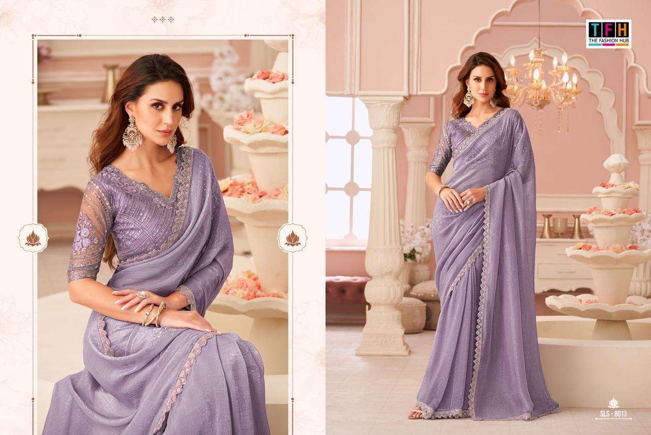 TFH Presents Salsa Style Designer Sarees With stitched blouse – ready size 36, margin up to 40