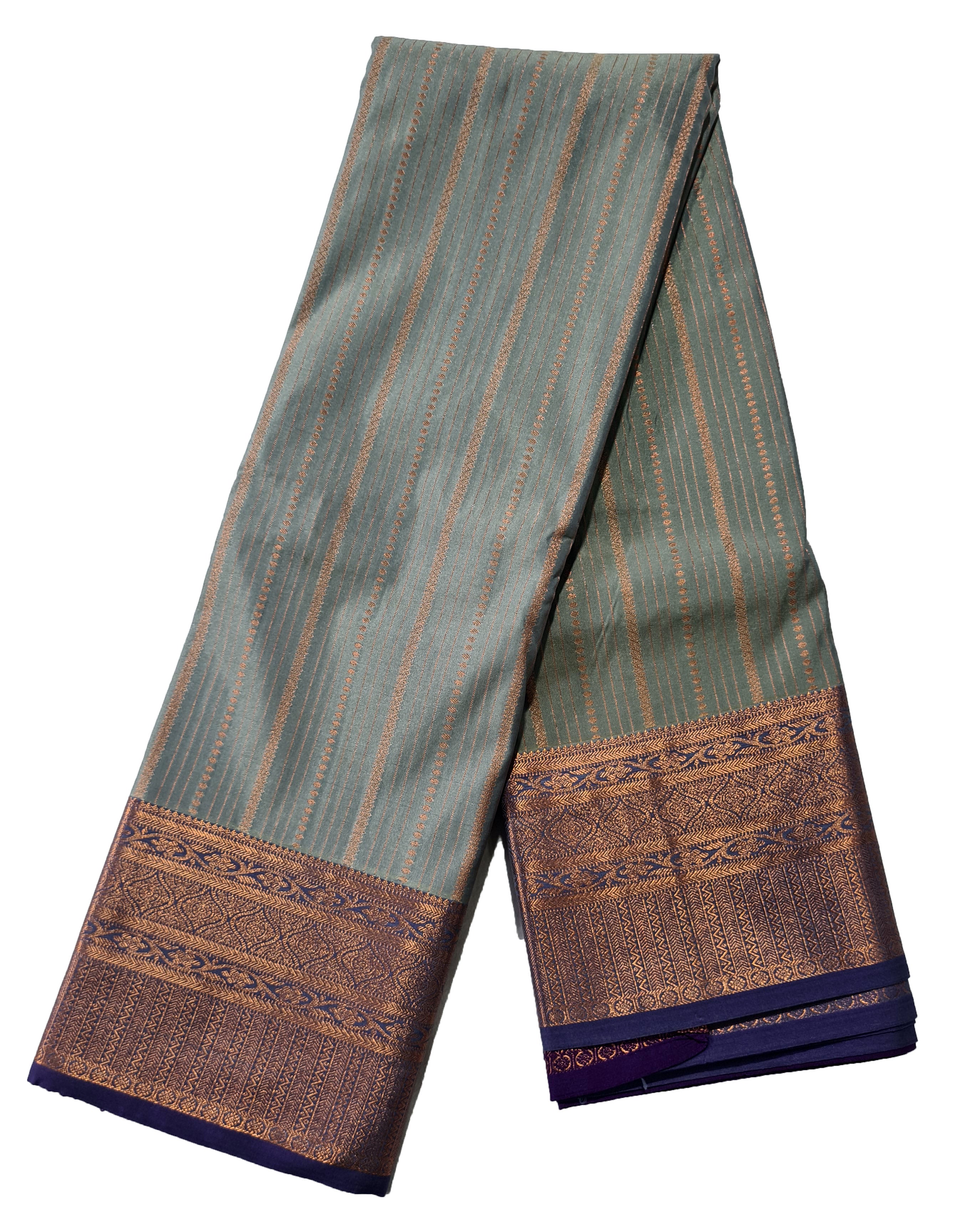 Kanchi Vegan Silk Saree With Contrast Blouse and Rich Jari Pallu