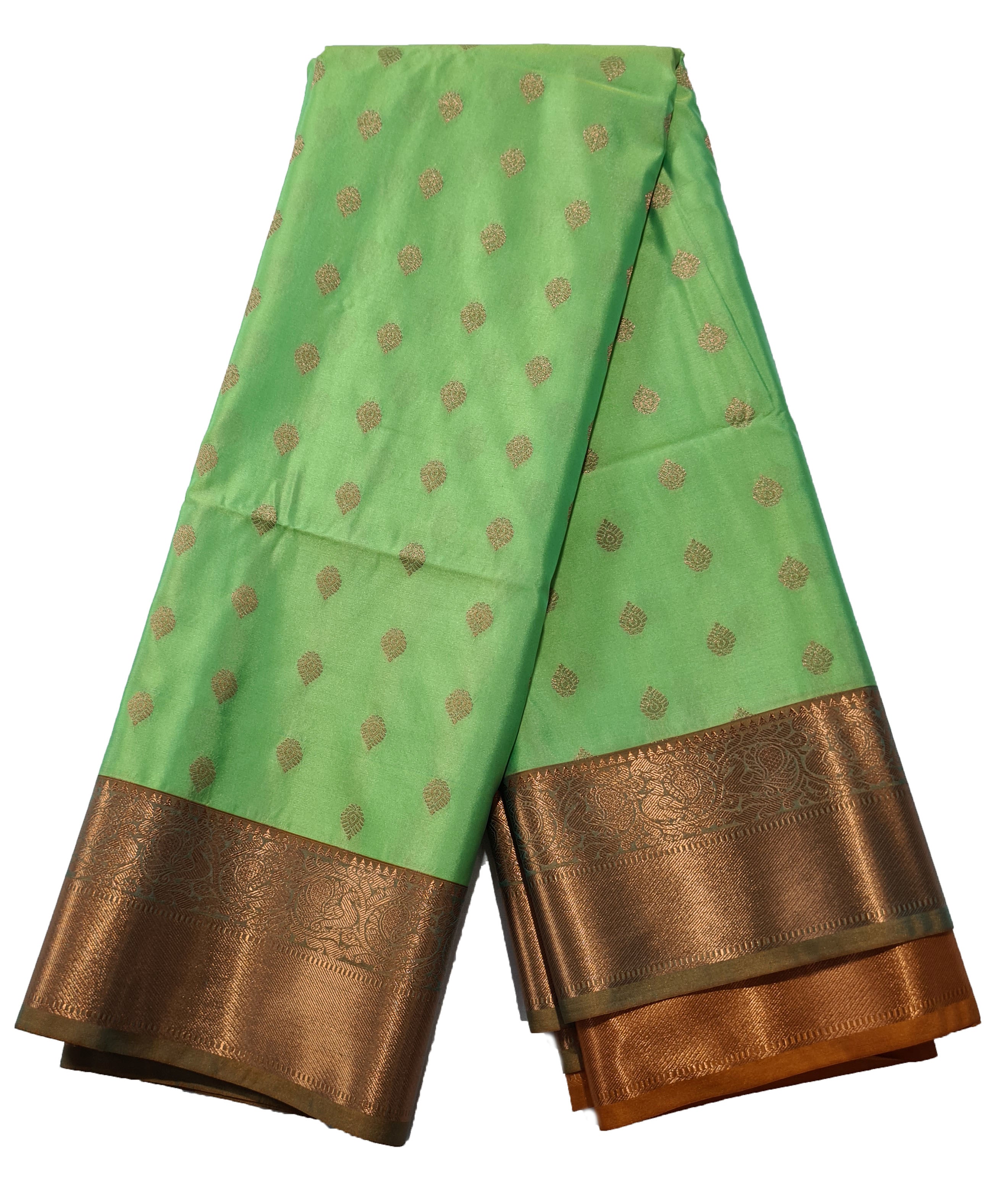 Kanchi Vegan Silk Saree With Contrast Blouse and Rich Jari Pallu