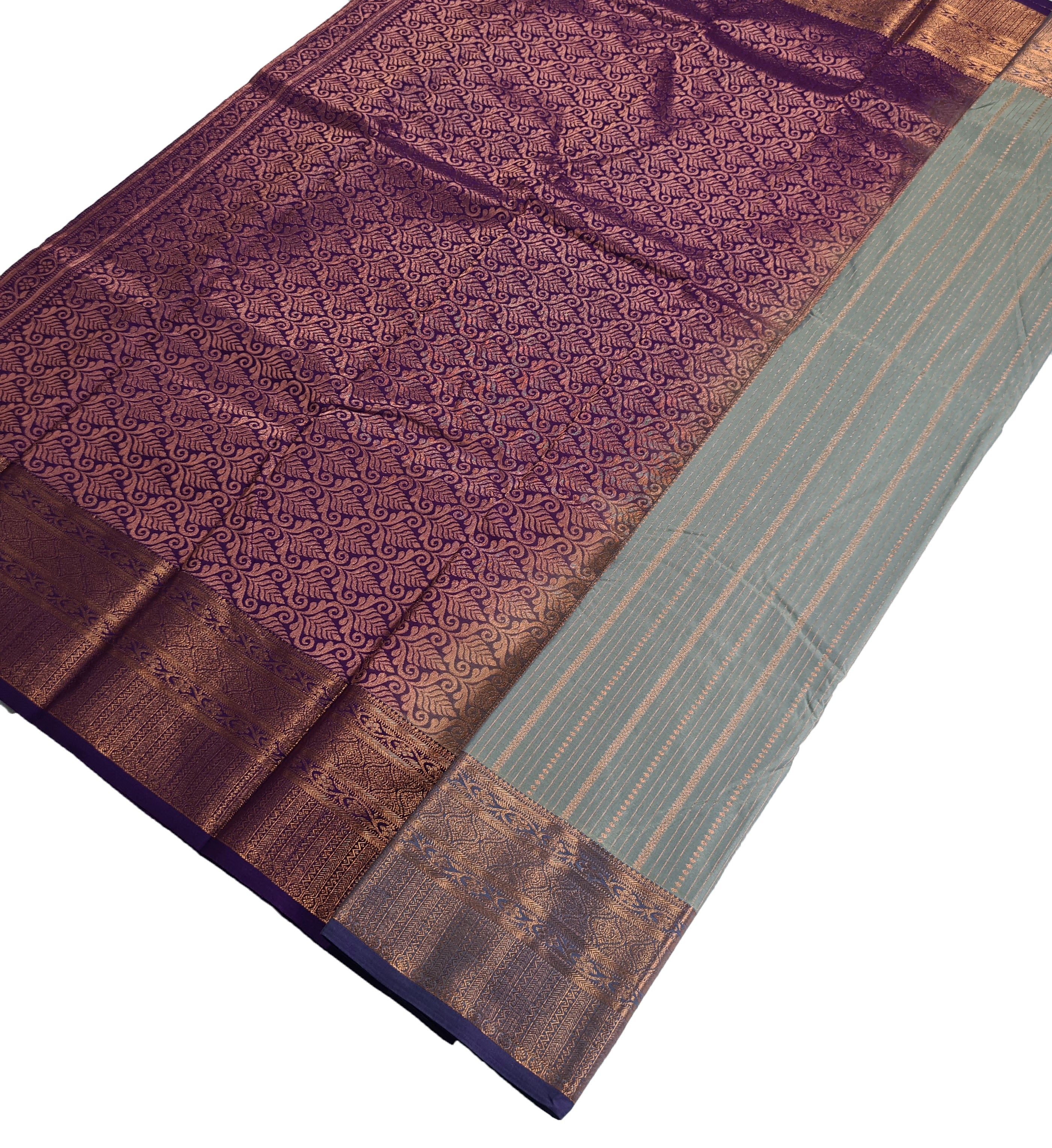 Kanchi Vegan Silk Saree With Contrast Blouse and Rich Jari Pallu