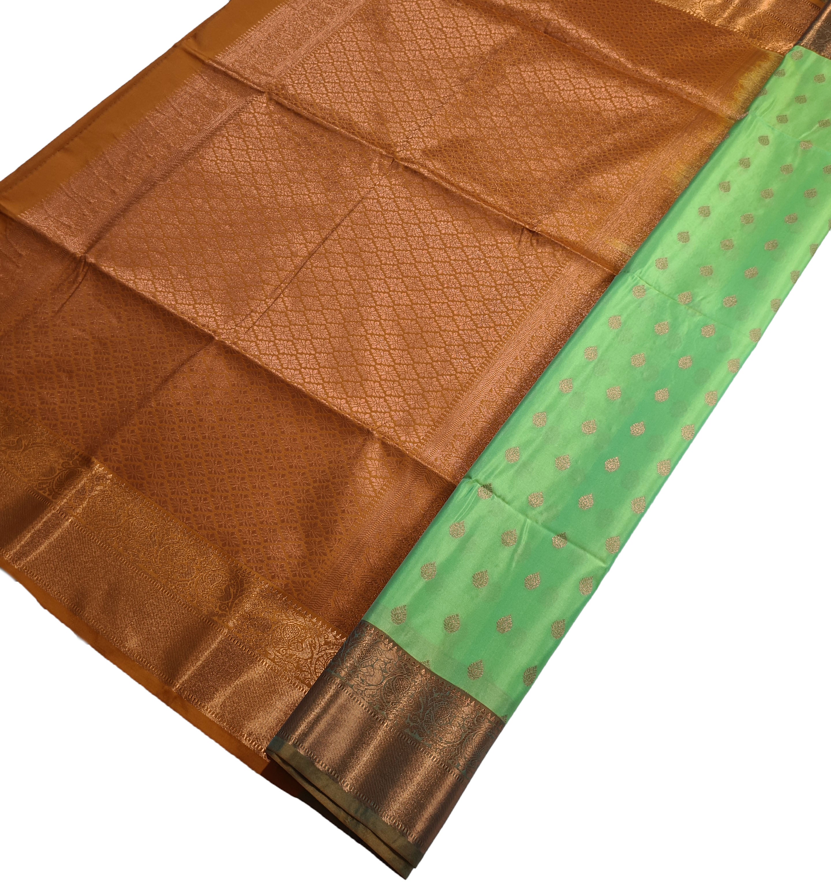 Kanchi Vegan Silk Saree With Contrast Blouse and Rich Jari Pallu