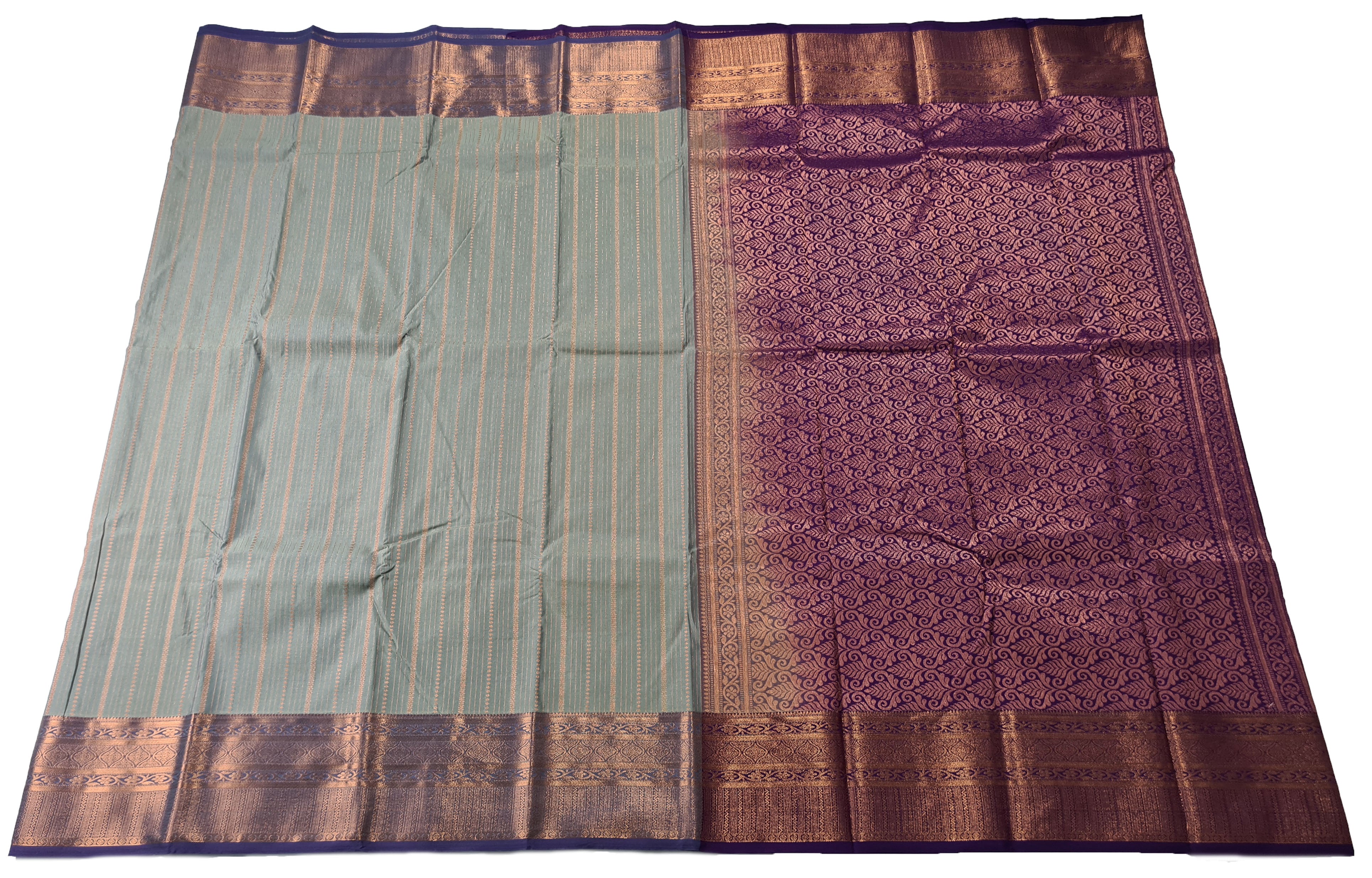 Kanchi Vegan Silk Saree With Contrast Blouse and Rich Jari Pallu