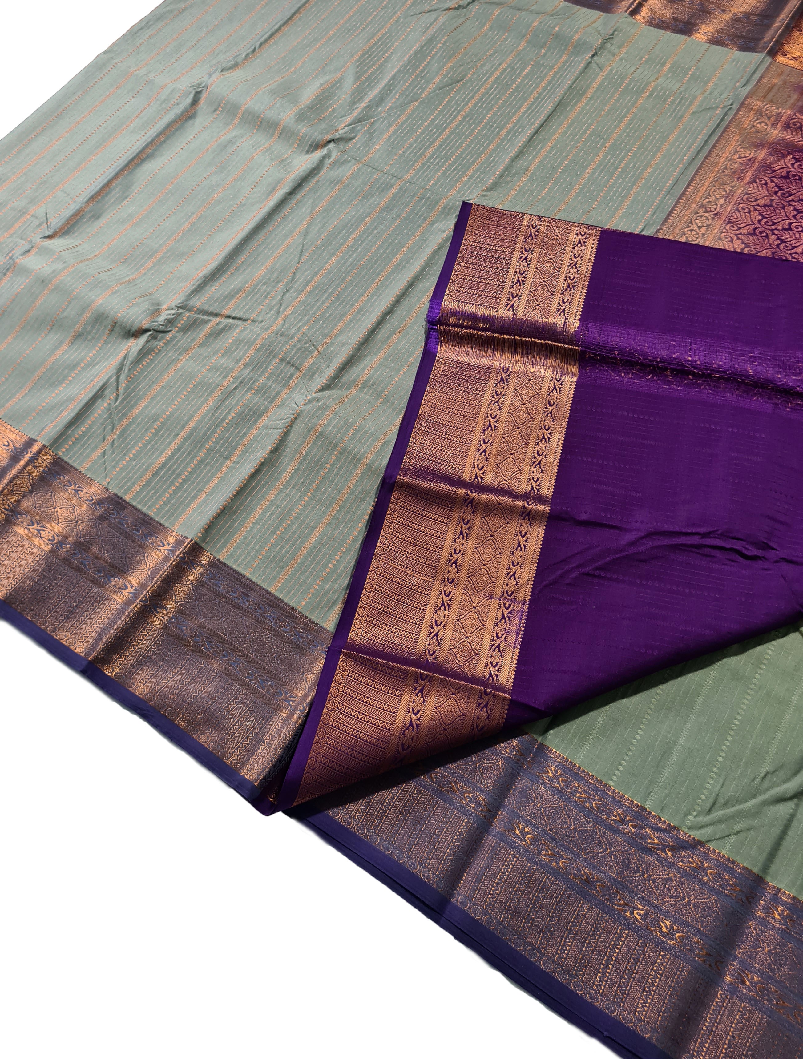 Kanchi Vegan Silk Saree With Contrast Blouse and Rich Jari Pallu