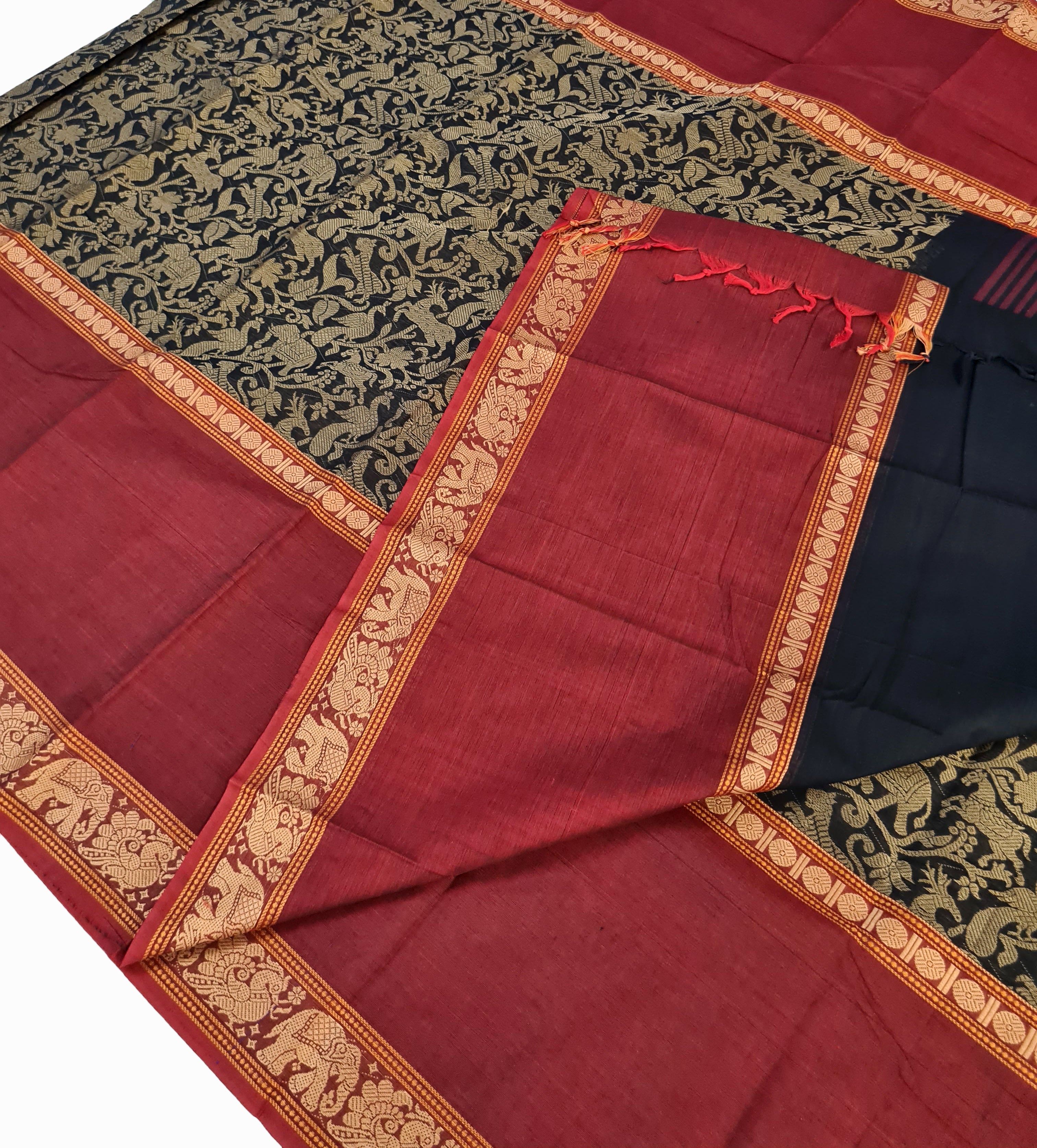 Kanchipuram Cotton Saree With Blouse