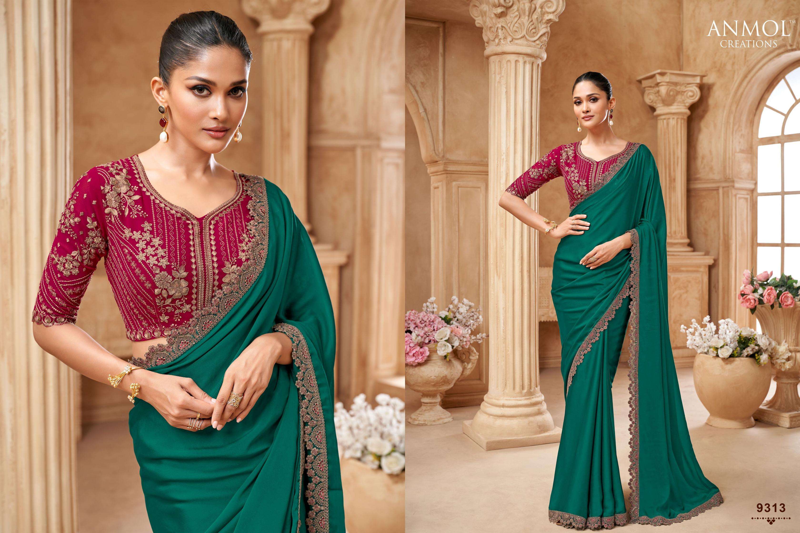 Anmol Presents Elegance Fancy Designer Party Wear Sarees With stitched blouse – ready size 36, margin up to 40