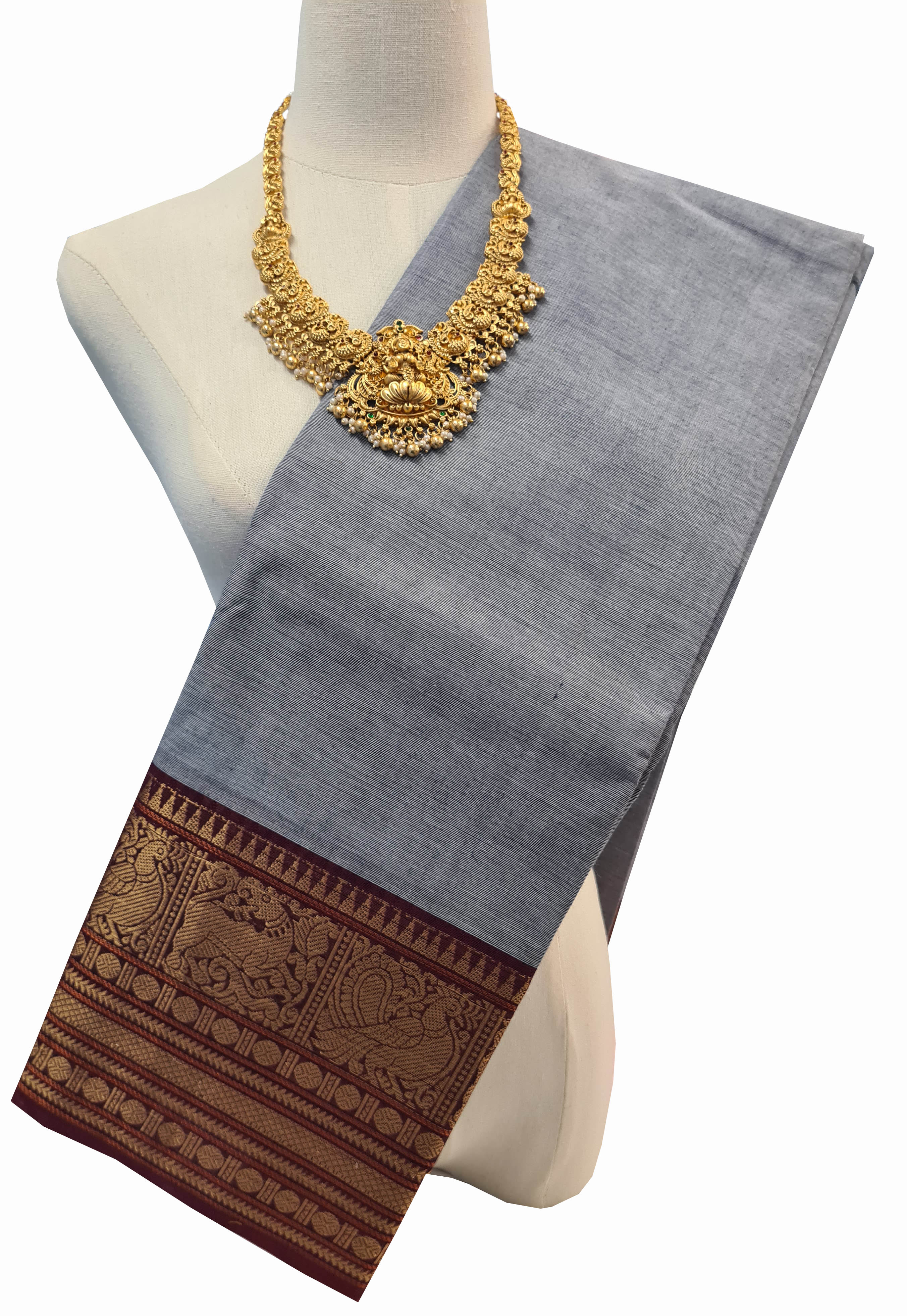Kanchipuram Pure Cotton Saree With Blouse